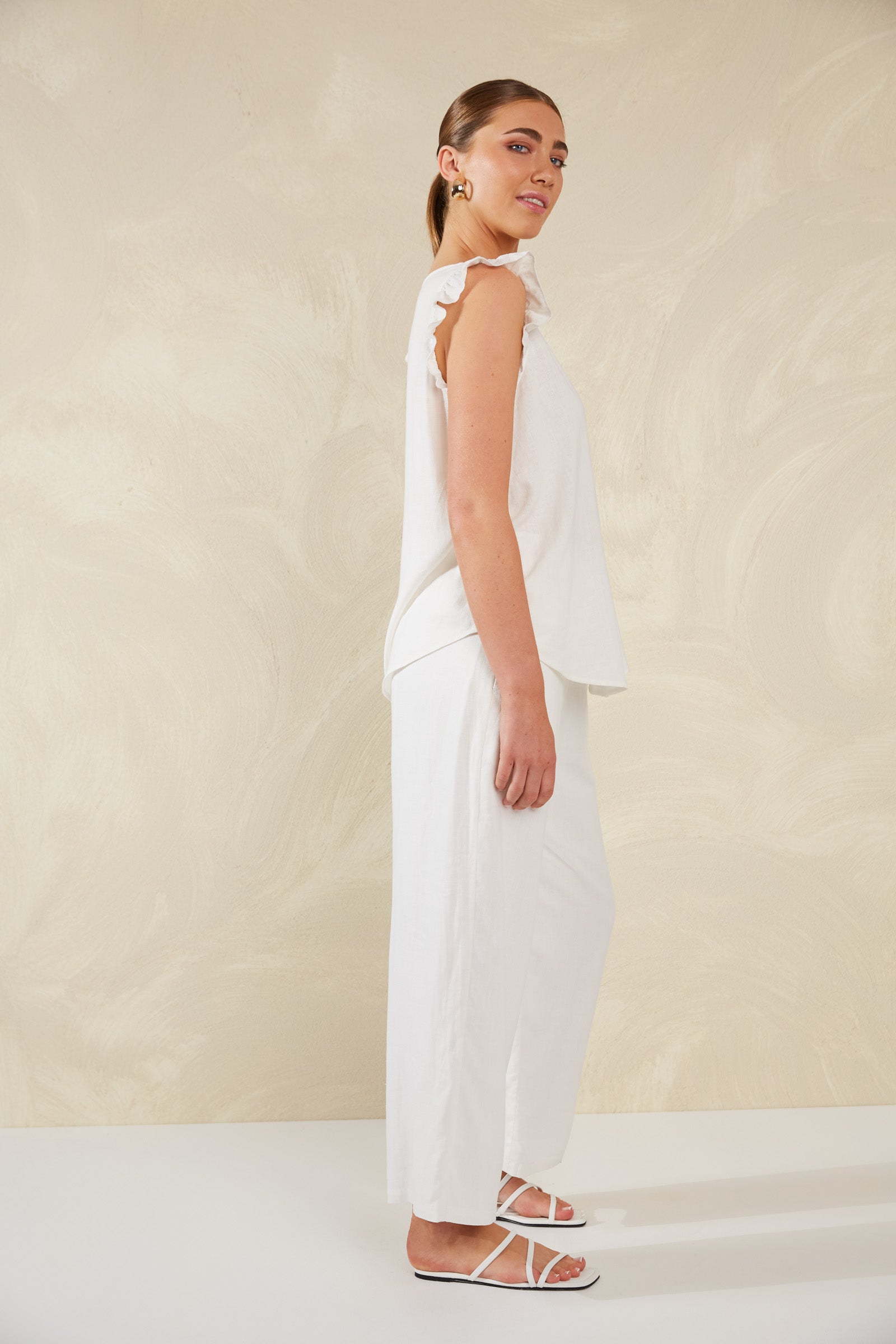 Florence Frill Tank - Bianco - The Haven Co
