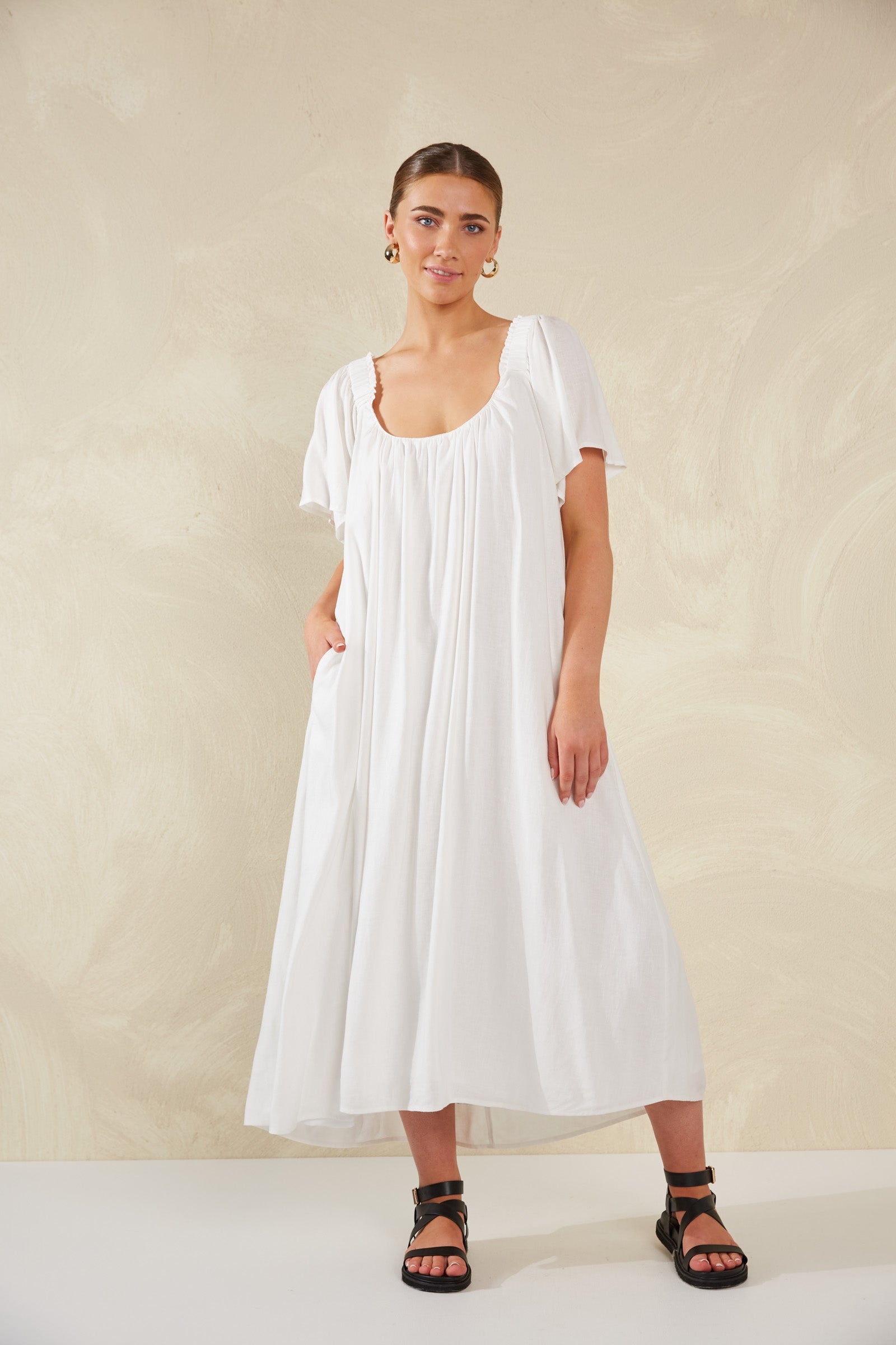 Florence Ruffle Dress - Bianco - The Haven Co