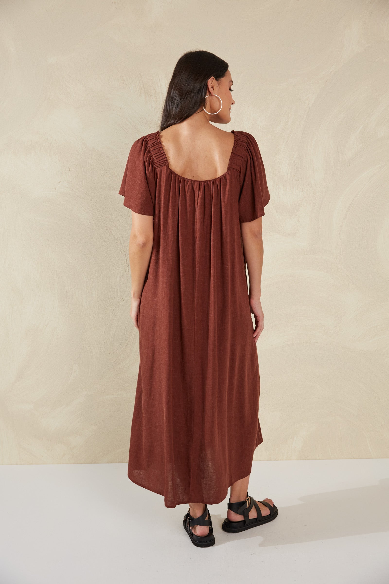 Florence Ruffle Dress - Espresso - The Haven Co