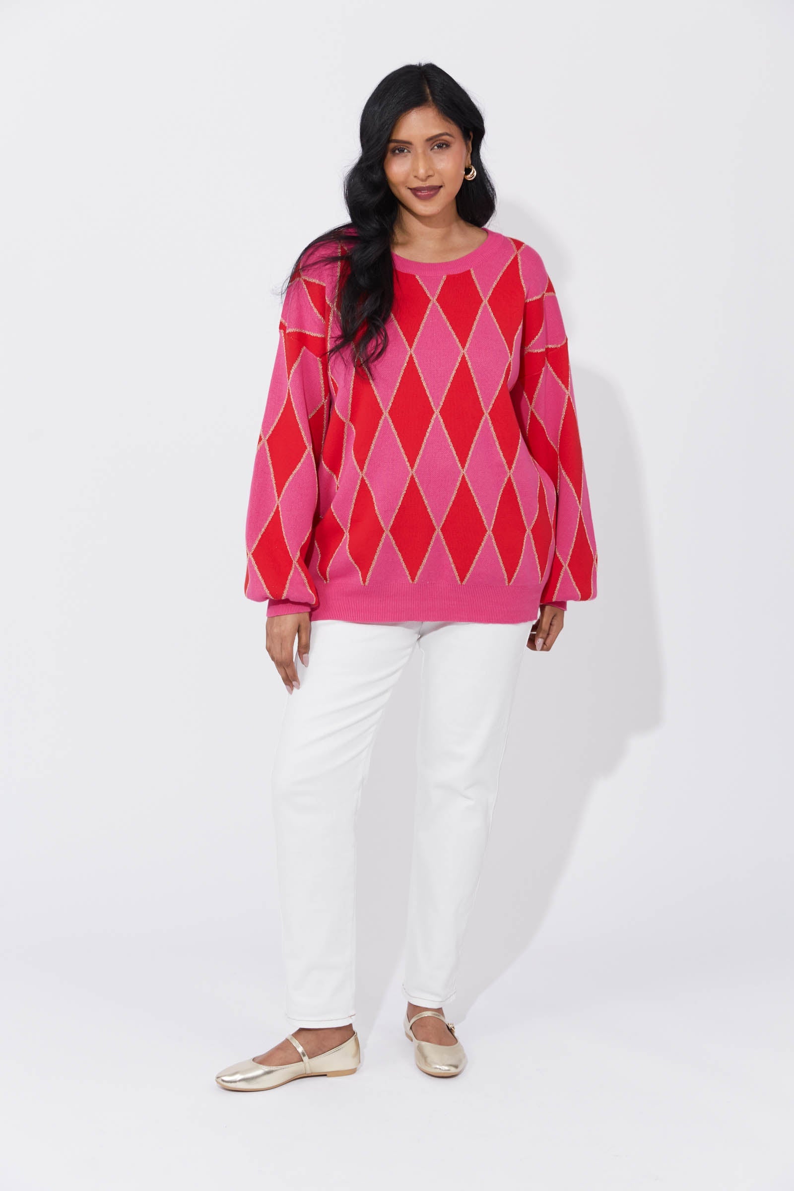 Casablanca Lurex Jumper - Chilli/Pink
