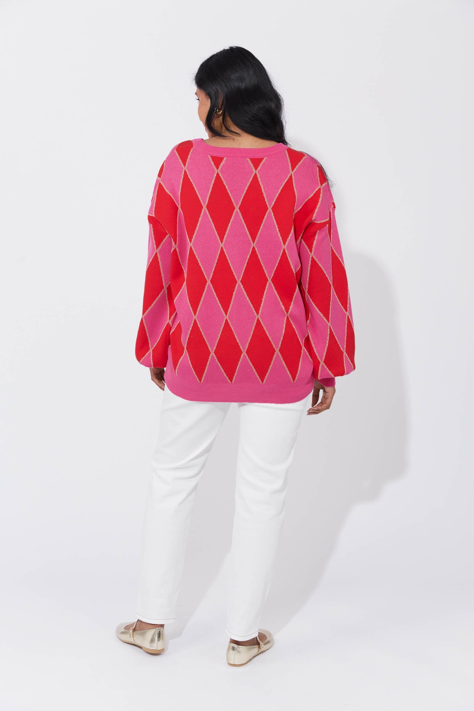 Casablanca Lurex Jumper - Chilli/Pink