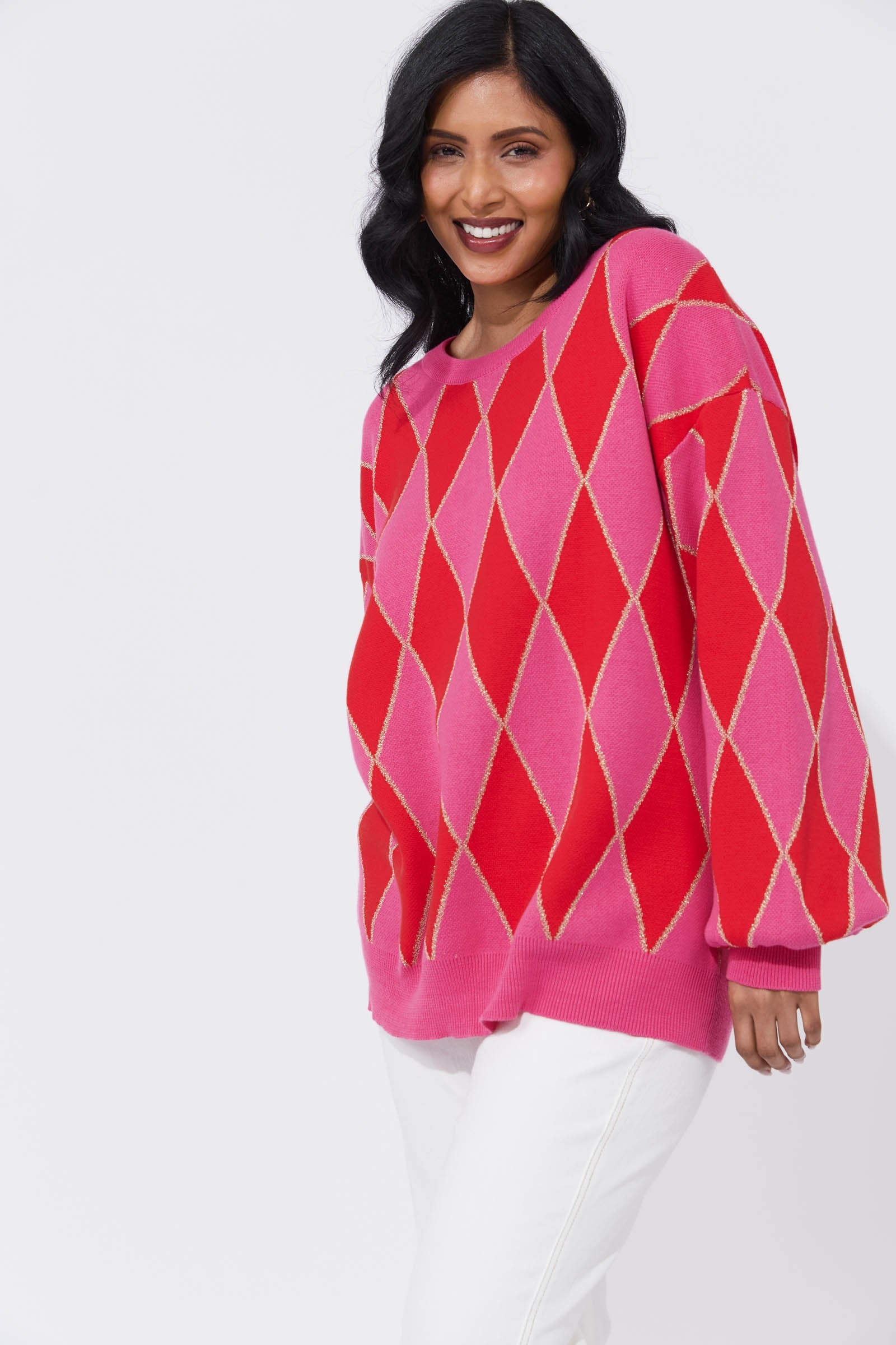 Casablanca Lurex Jumper - Chilli/Pink