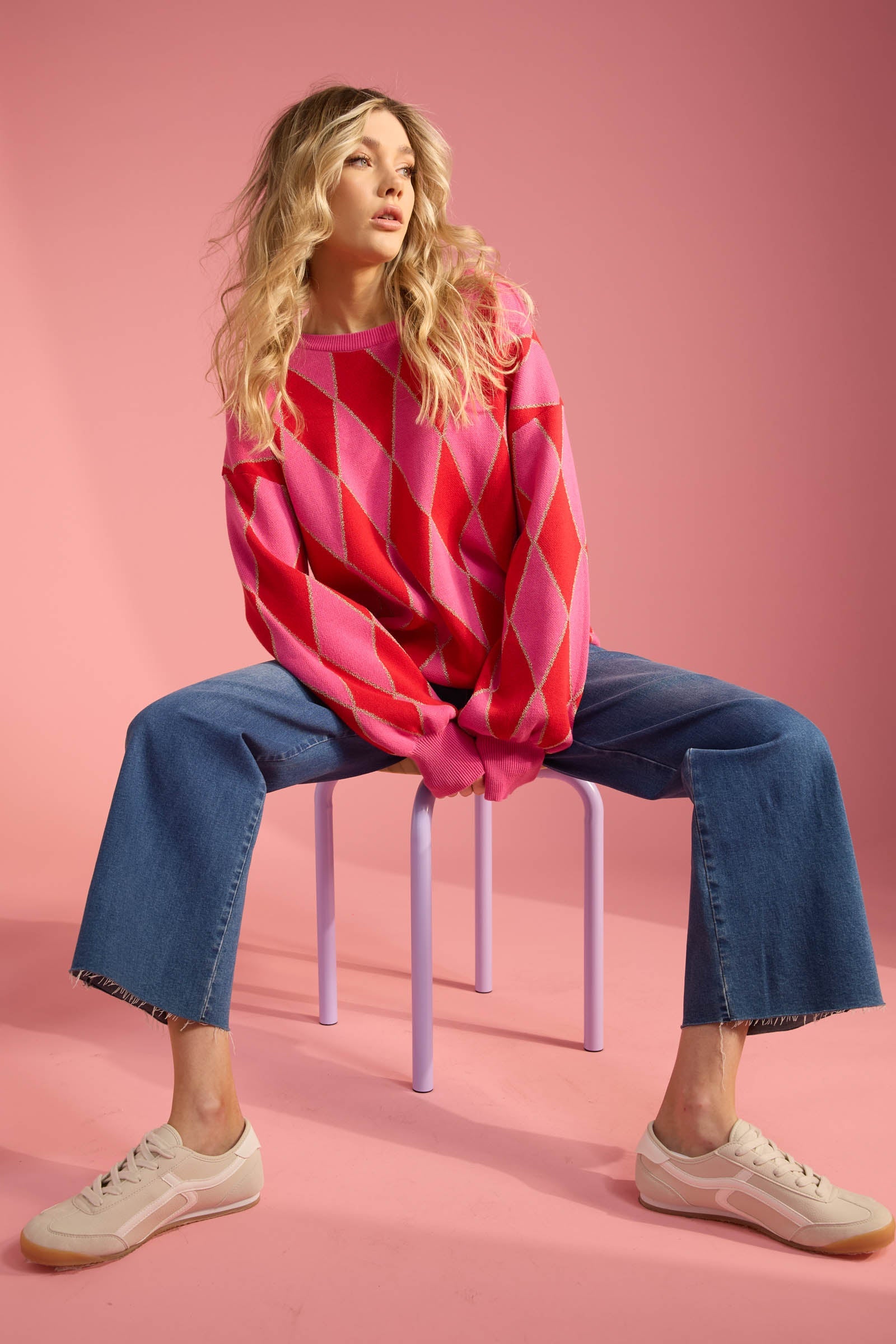 Casablanca Lurex Jumper - Chilli/Pink