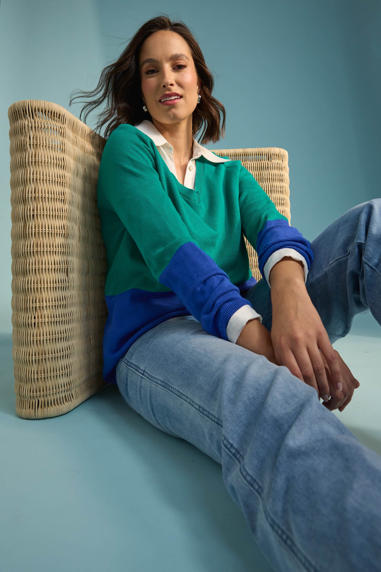 Casablanca Block Knit - Blue/Oasis