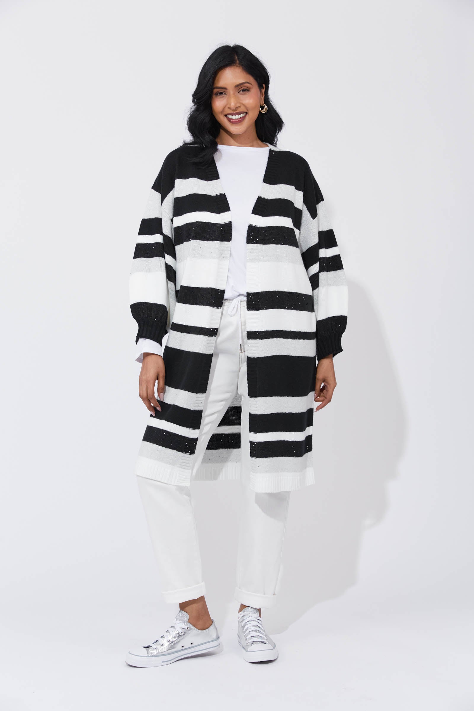 Yuma Cardigan - White/Kohl