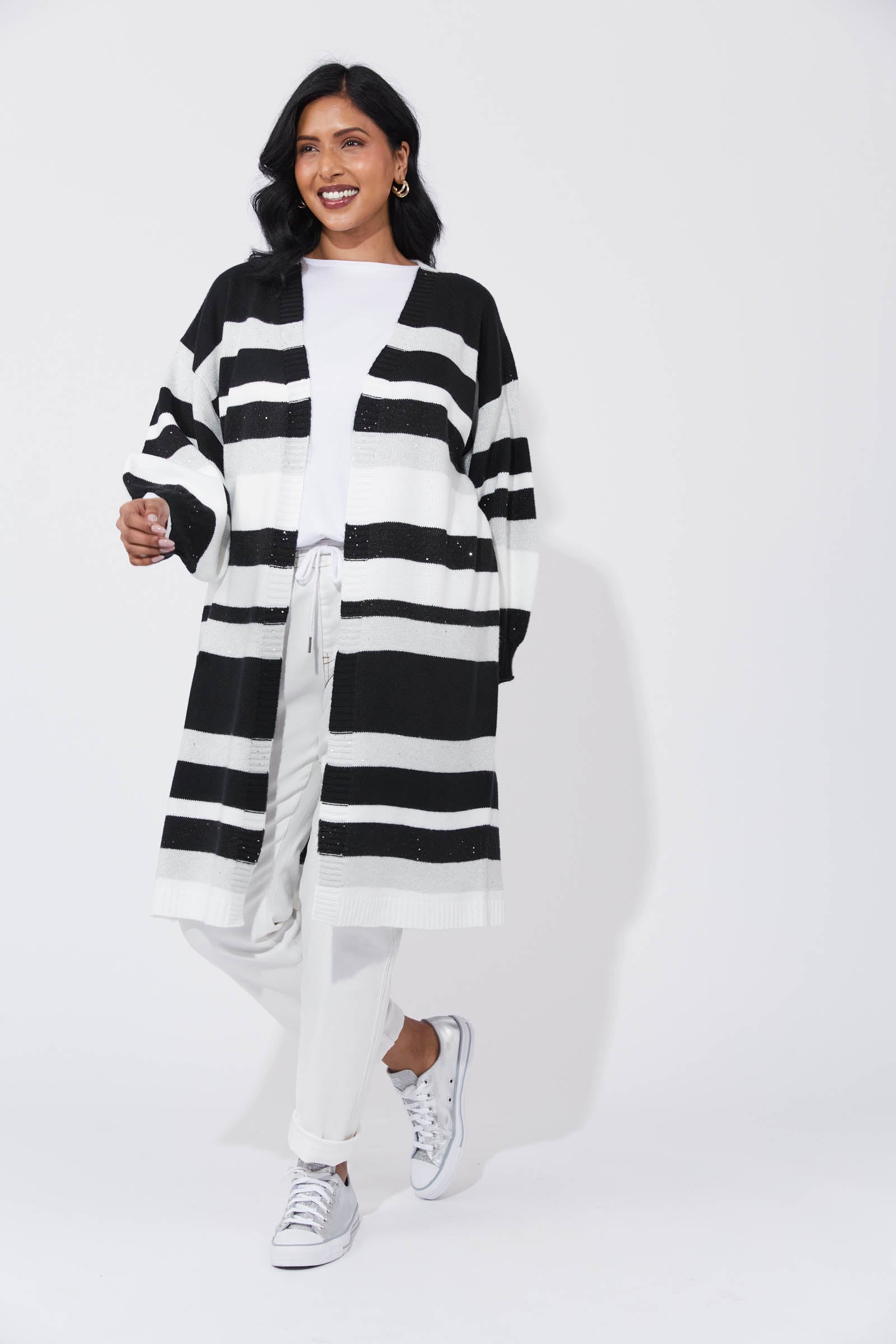 Yuma Cardigan - White/Kohl
