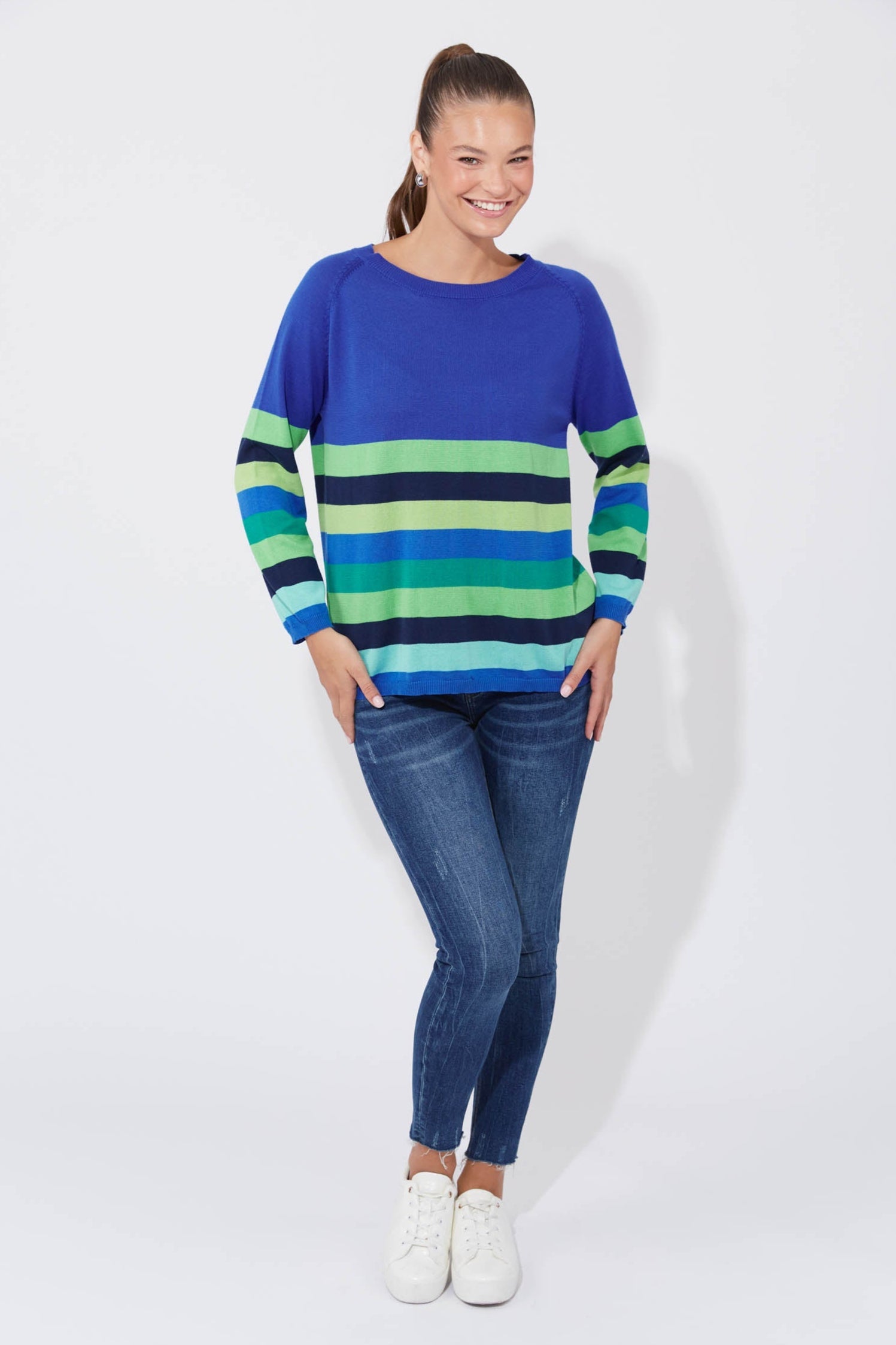 Florida Stripe Jumper - Cobalt