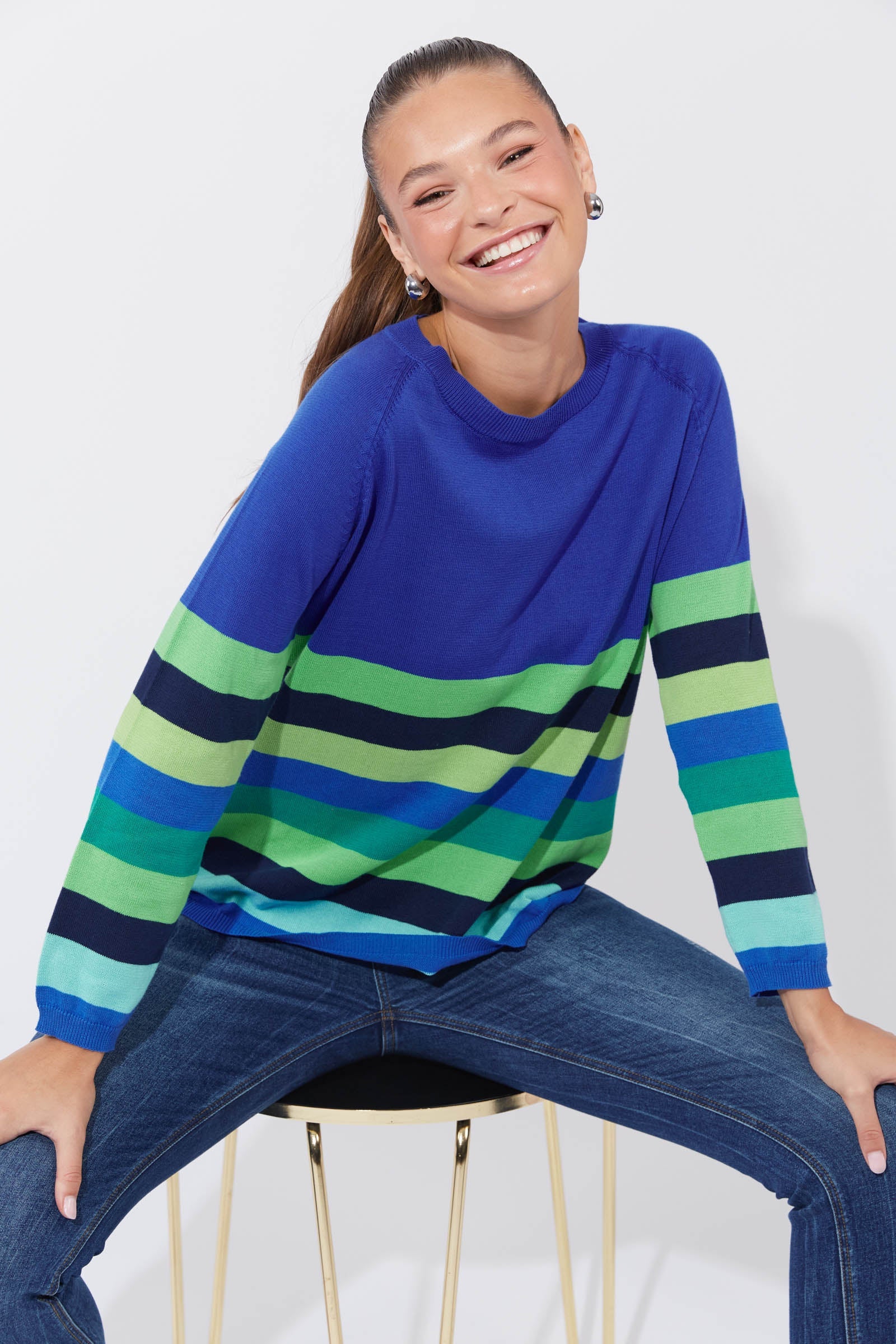 Florida Stripe Jumper - Cobalt