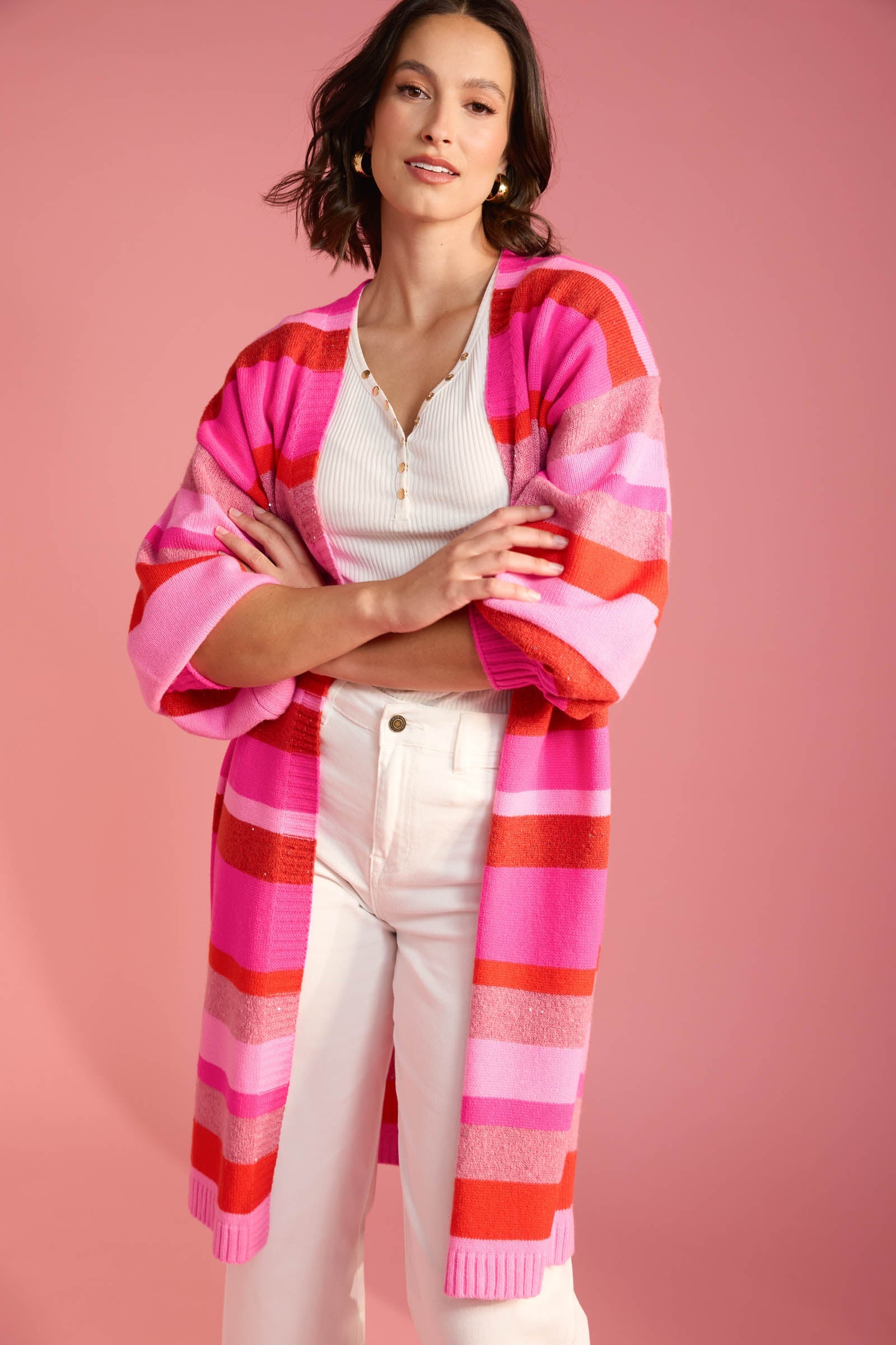 Yuma Cardigan - Chilli/Pink