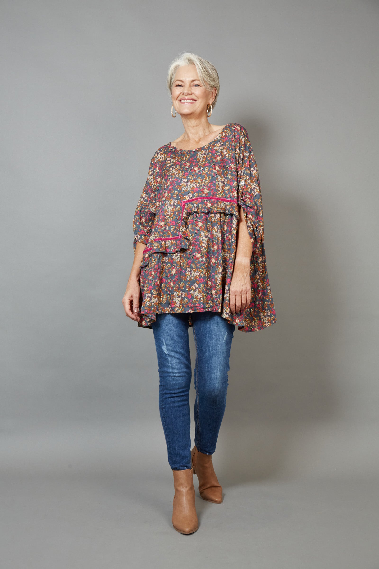 Milli Ruffle Top - Black Ditsy