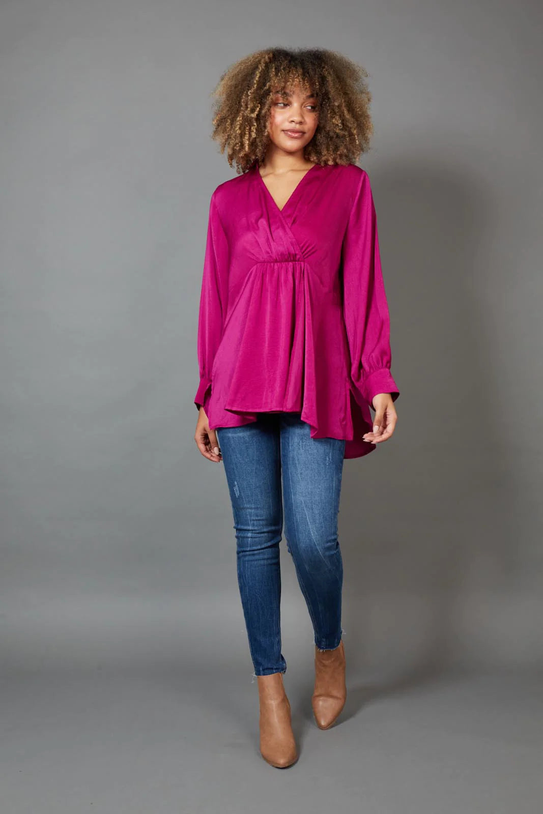 Winona Pleat Blouse - Mulberry