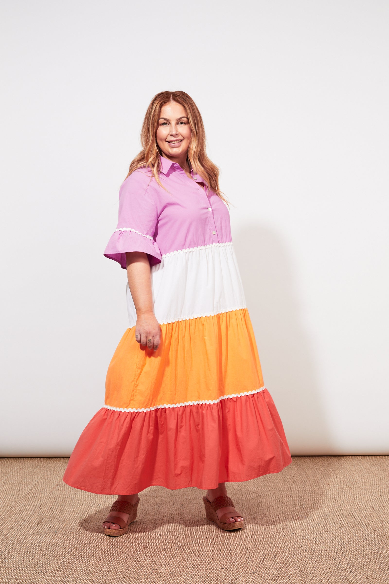 Oahu Shirt Maxi - Mango Stripe