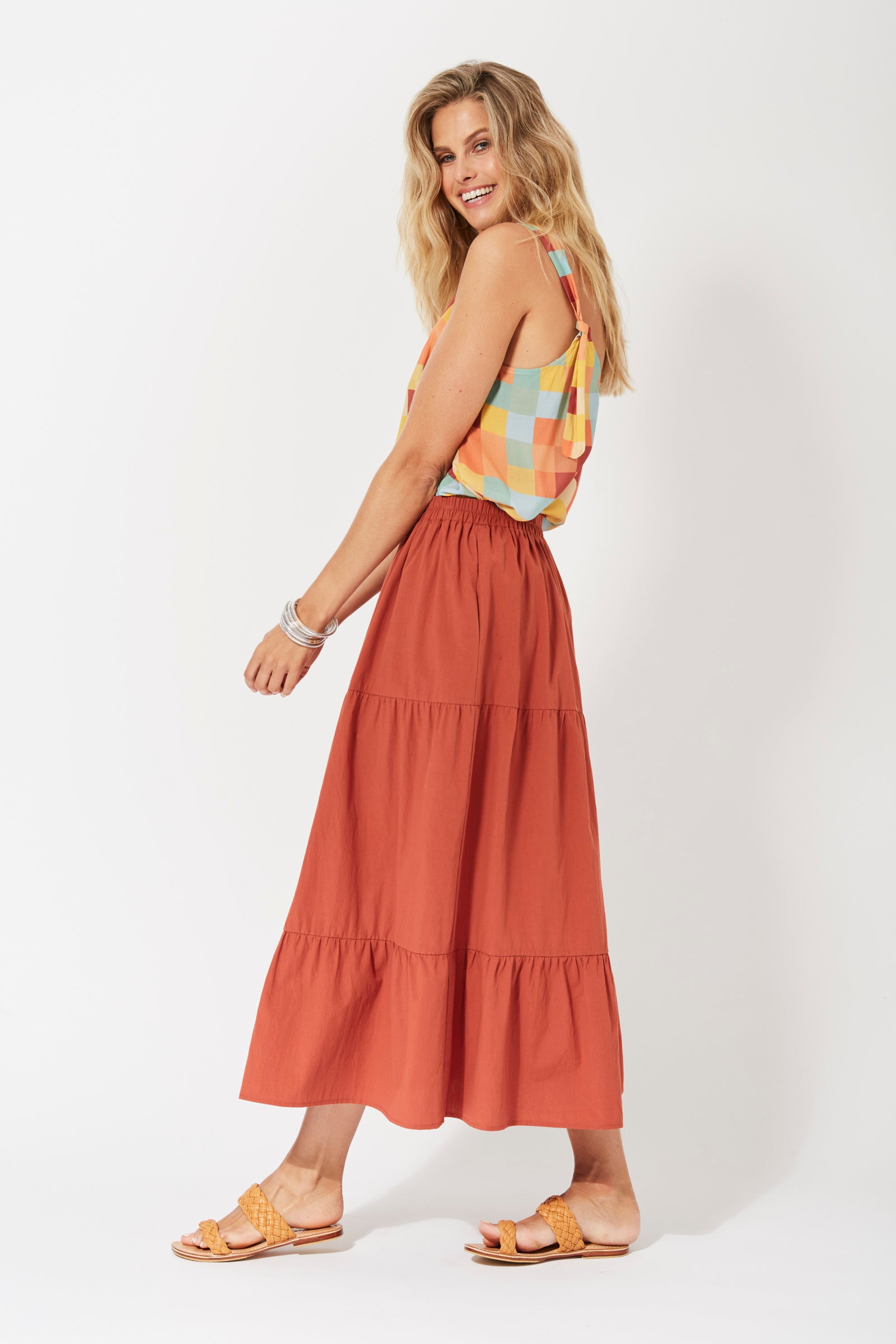 Salvador Tiered Skirt - Rust