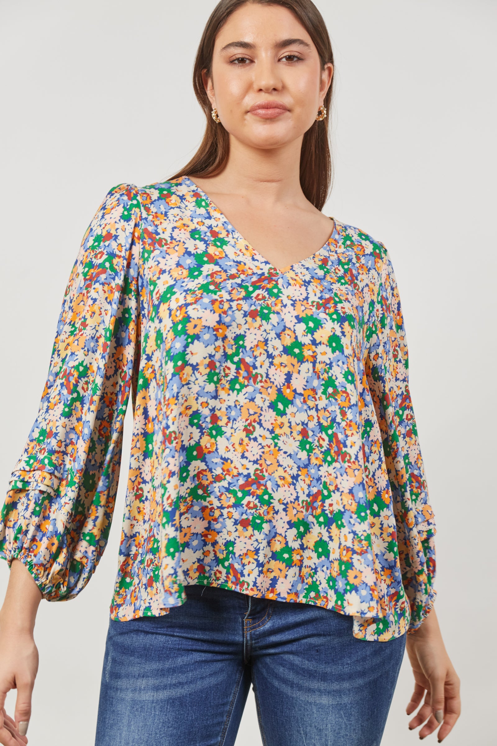 Euphoria V Blouse - Meadow Bloom