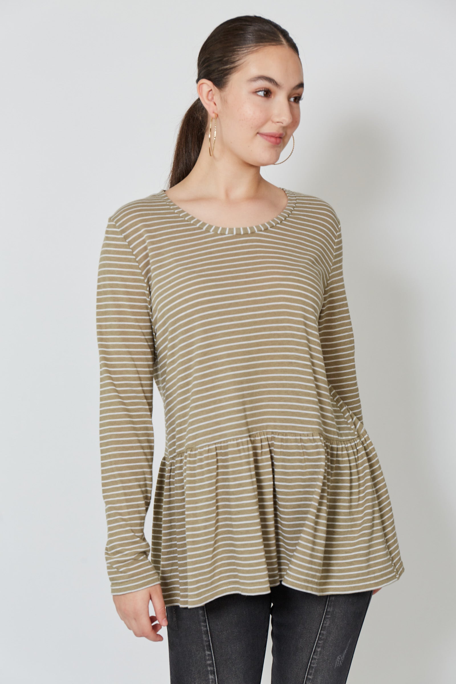 Malala Stripe Tshirt - Moss Stripe