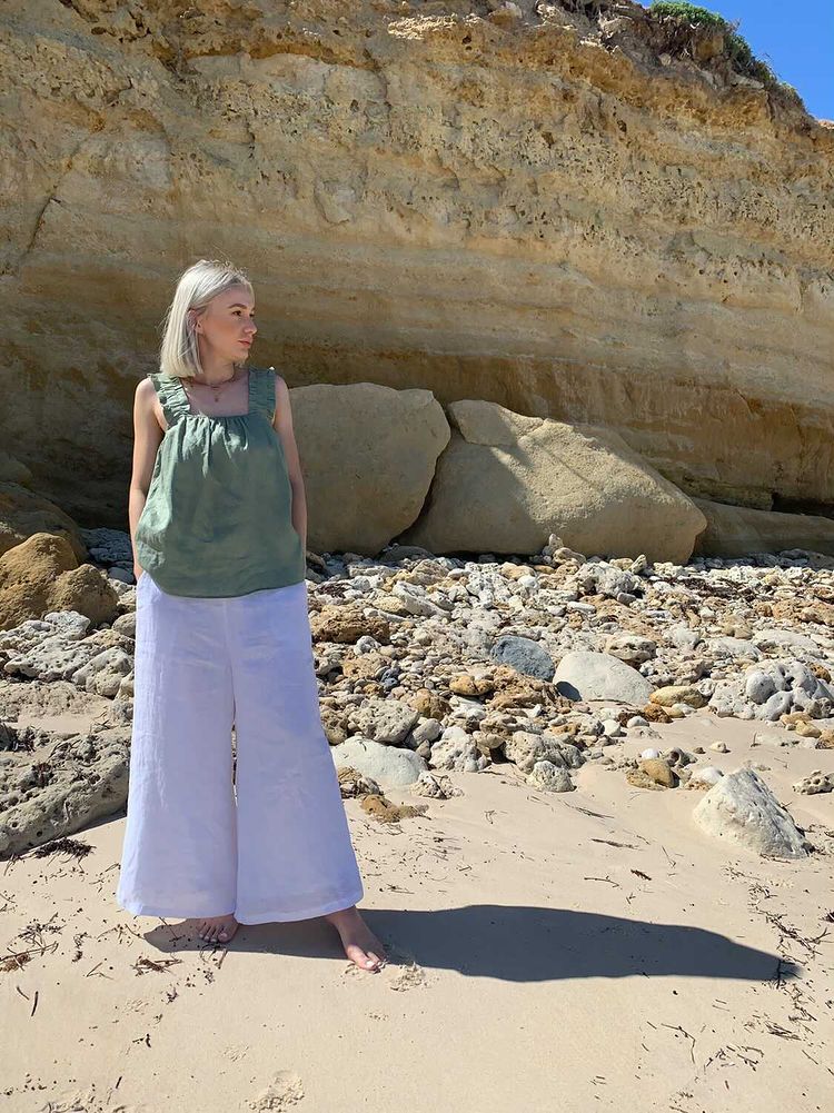 Nala Tank - Sage - eb&ive Clothing - Top Sleeveless Linen