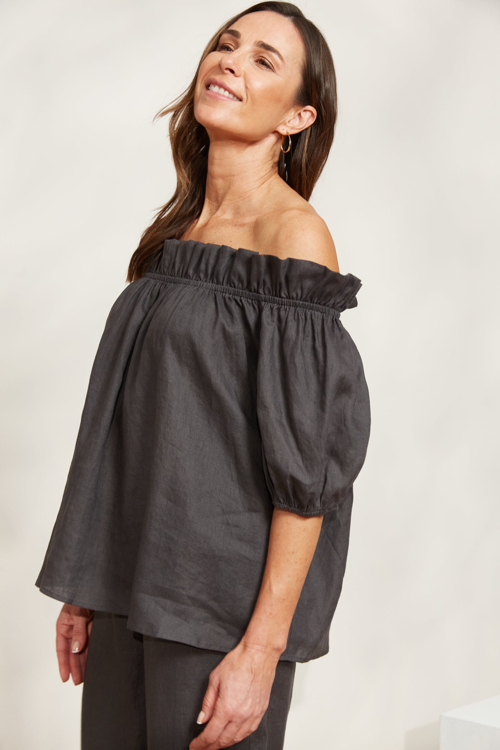 Halcyon Ruched Top - Oyster