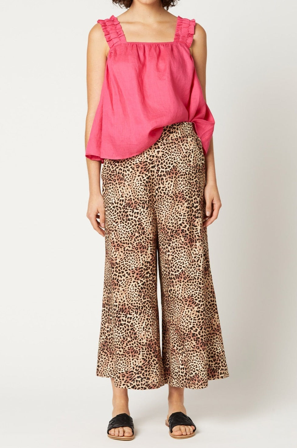 Nala Wide Leg Pant - Cheetah - eb&ive Clothing - Pant Flare Linen