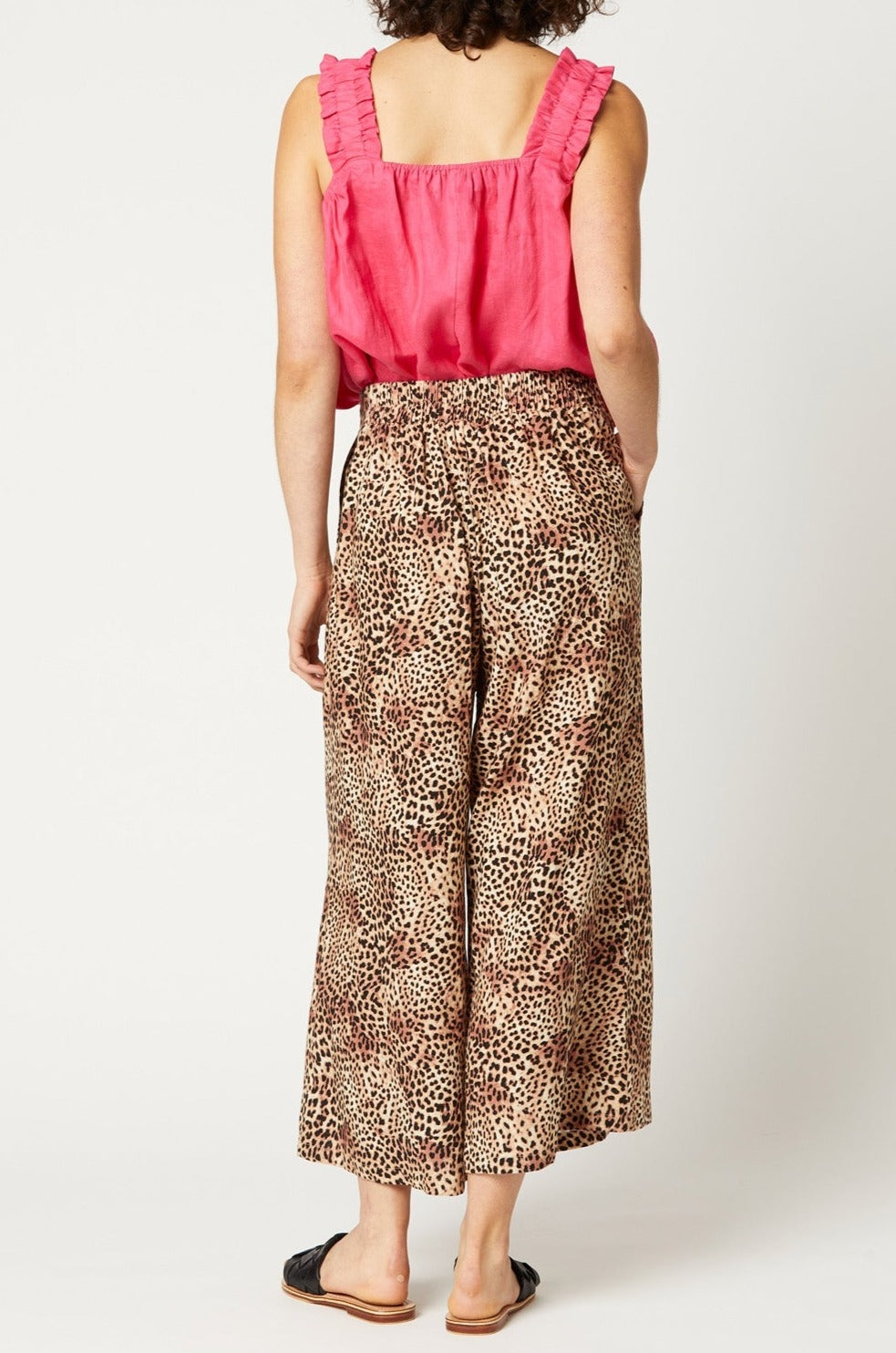 Nala Wide Leg Pant - Cheetah - eb&ive Clothing - Pant Flare Linen