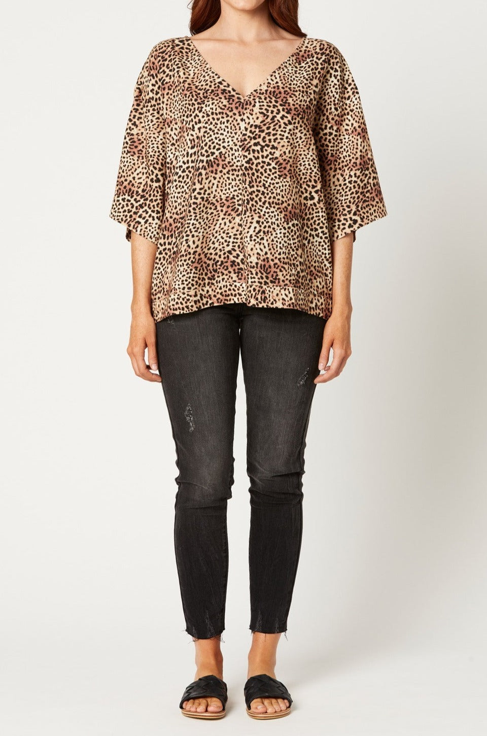 Nala Block Top - Cheetah - eb&ive Clothing - Top S/S Linen