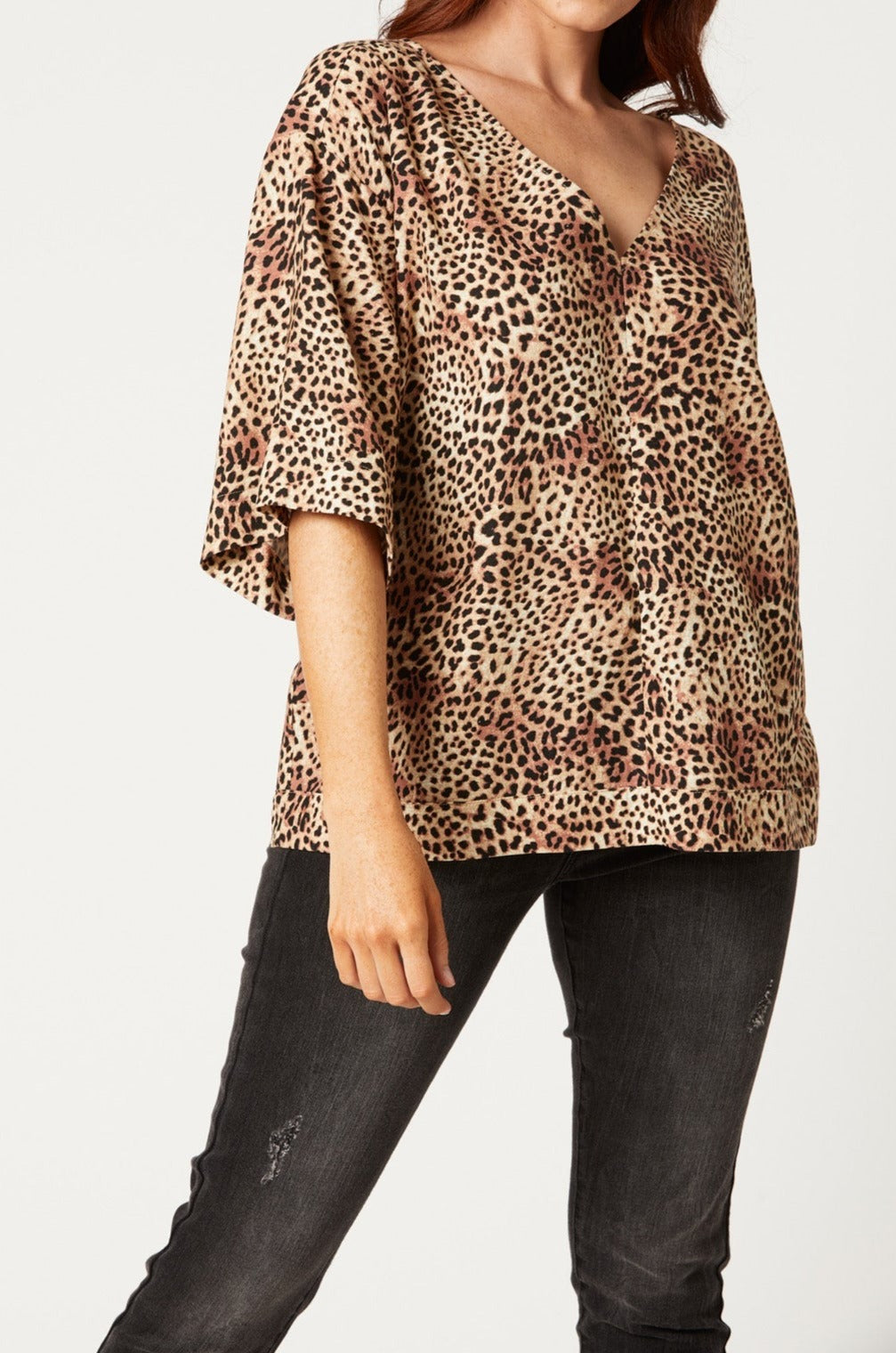 Nala Block Top - Cheetah - eb&ive Clothing - Top S/S Linen