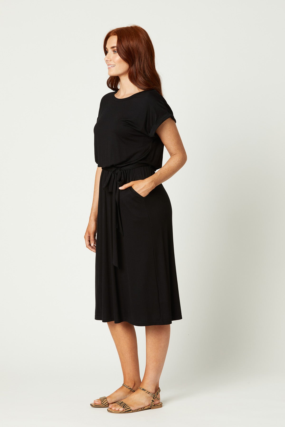 Lioness Waisted Dress - Ebony - eb&ive Clothing - Dress Mid - Jersey