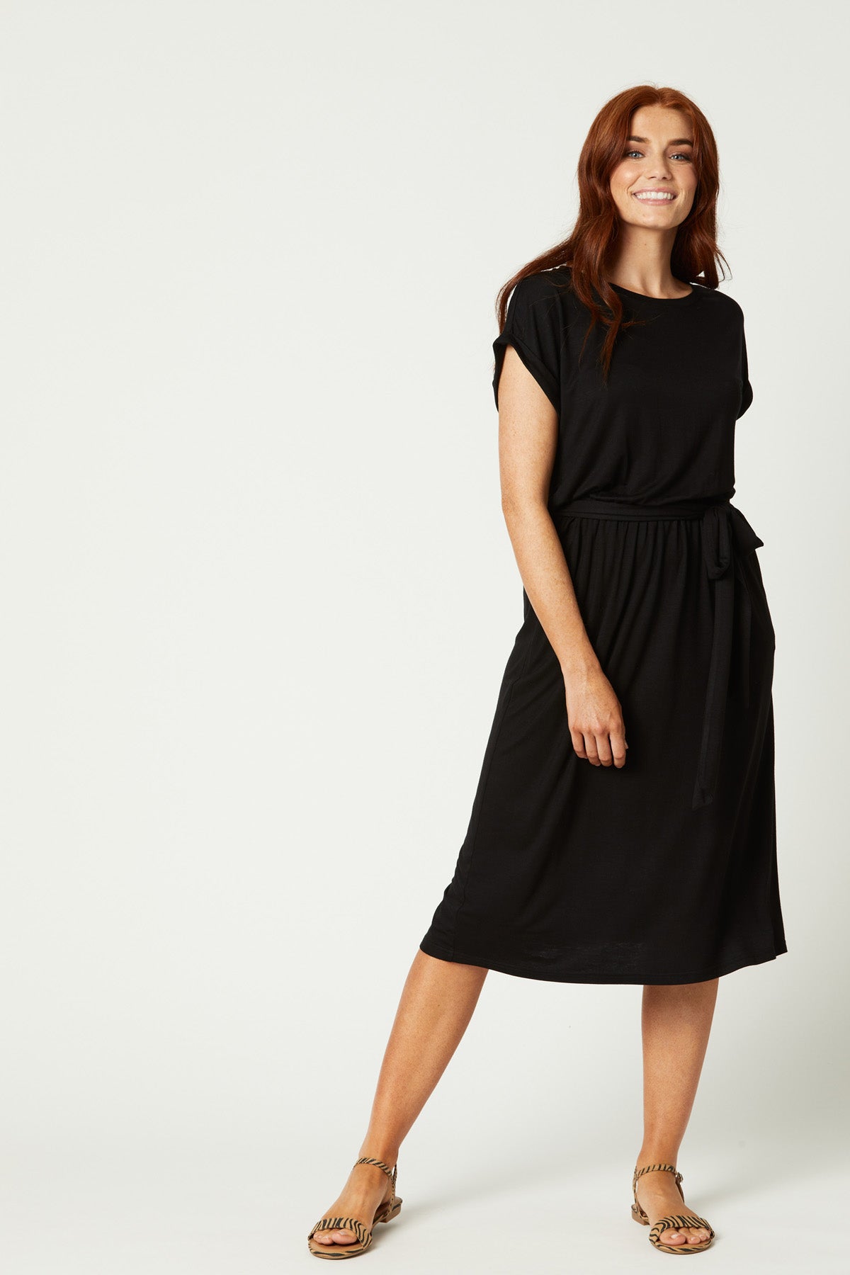 Lioness Waisted Dress - Ebony - eb&ive Clothing - Dress Mid - Jersey