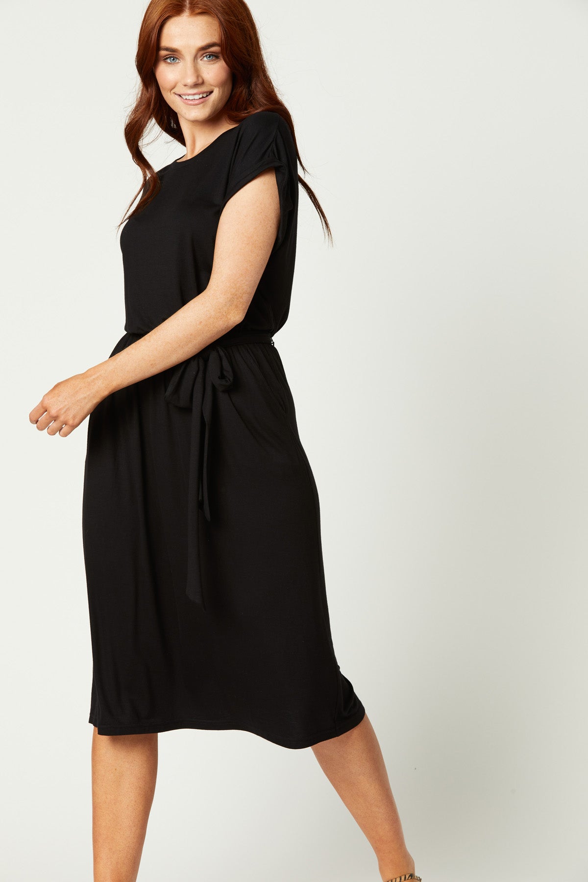 Lioness Waisted Dress - Ebony - eb&ive Clothing - Dress Mid - Jersey