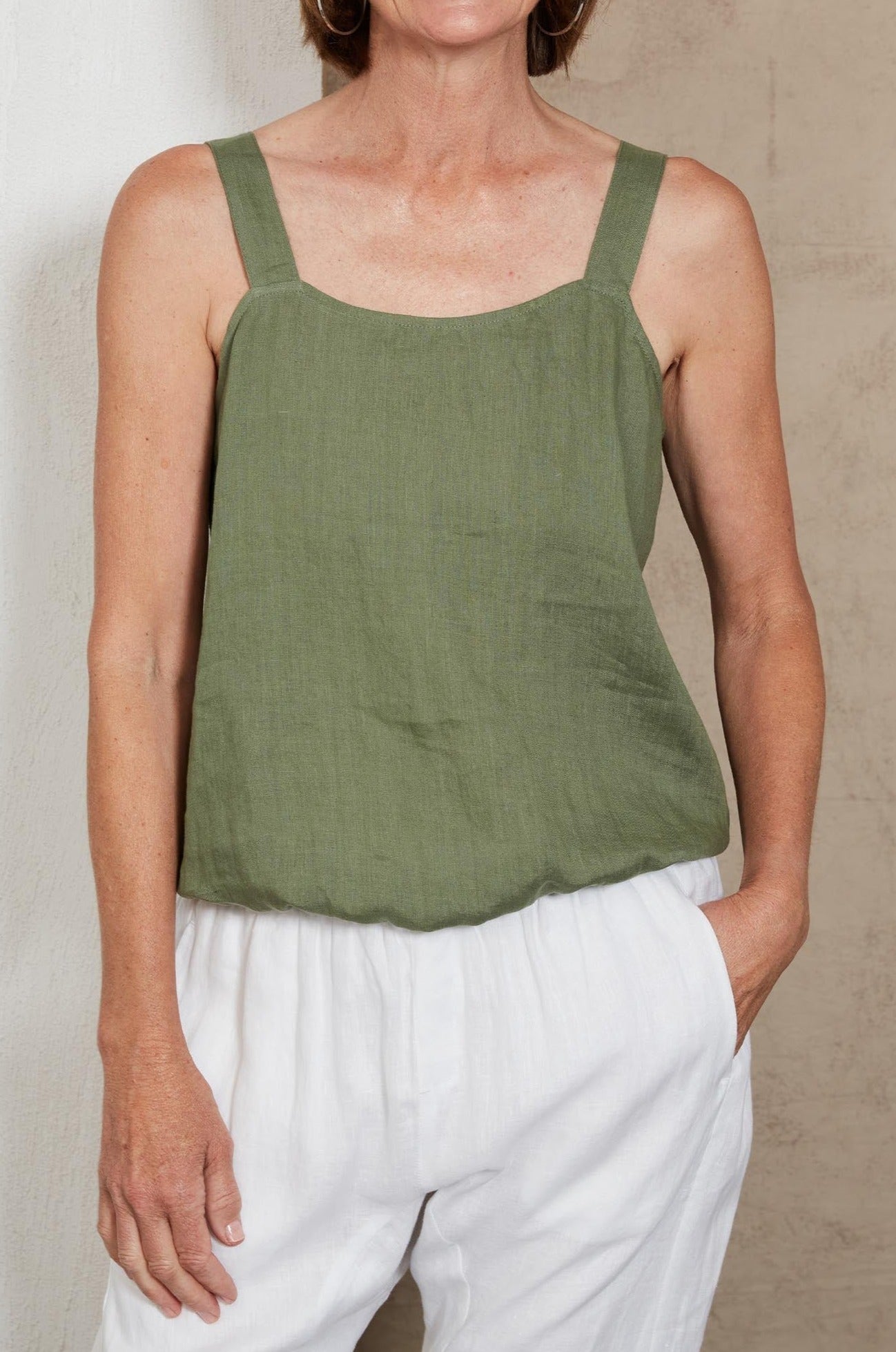 Indica Tank - Fern - eb&ive Clothing - Top Sleeveless Linen