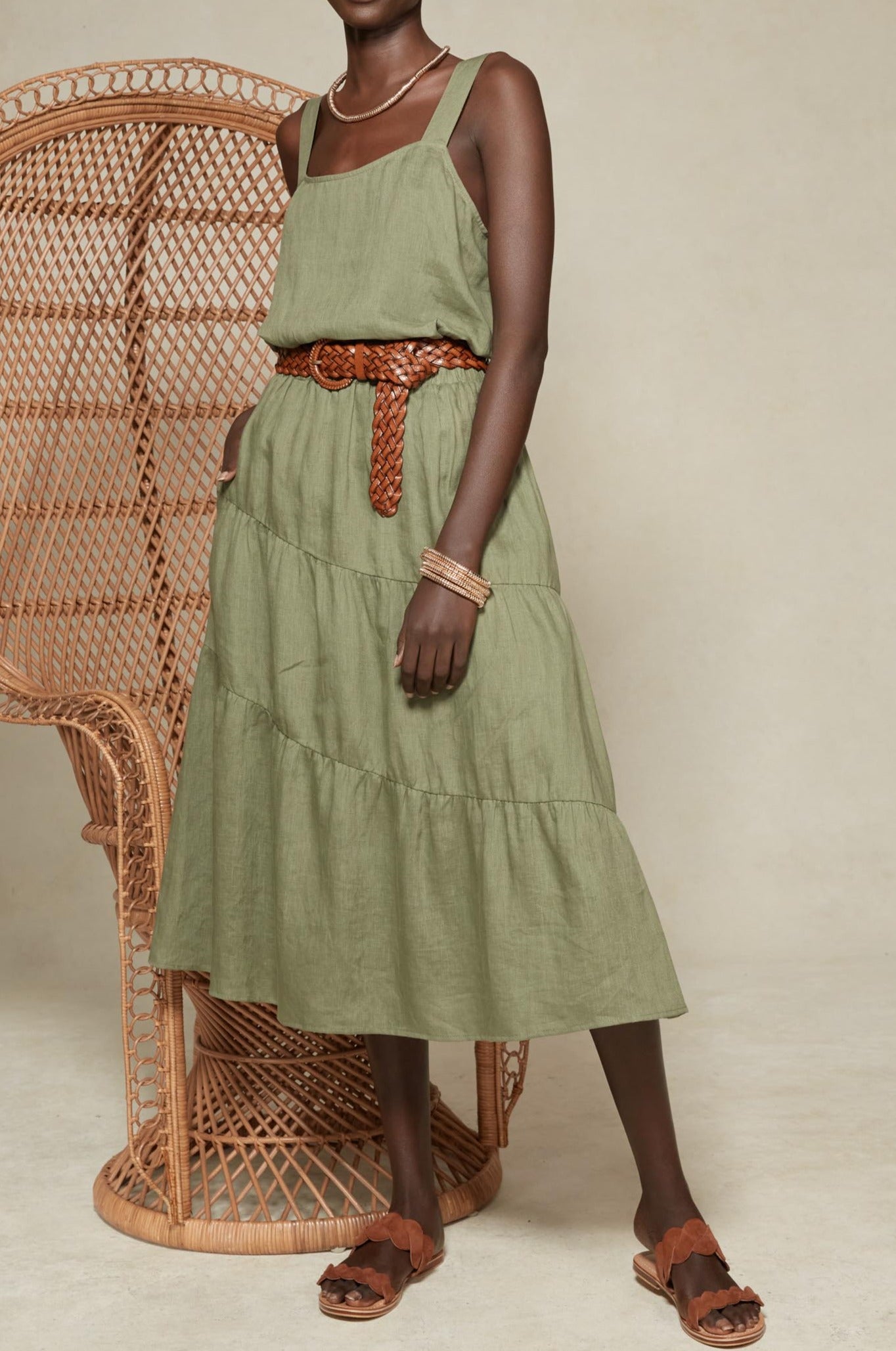 Indica Skirt - Fern - eb&ive Clothing - Skirt Mid Linen