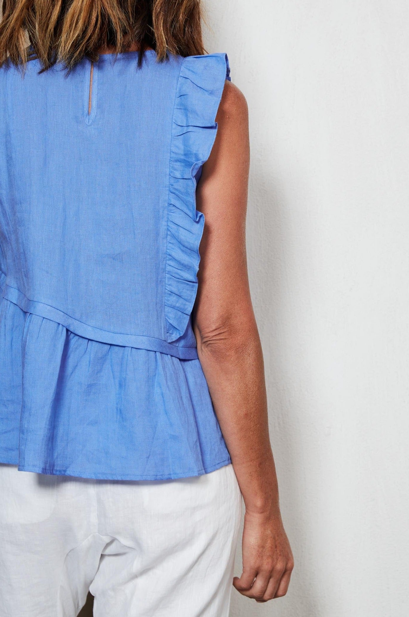 Indica Frill Tank - Capri - eb&ive Clothing - Top Sleeveless Linen