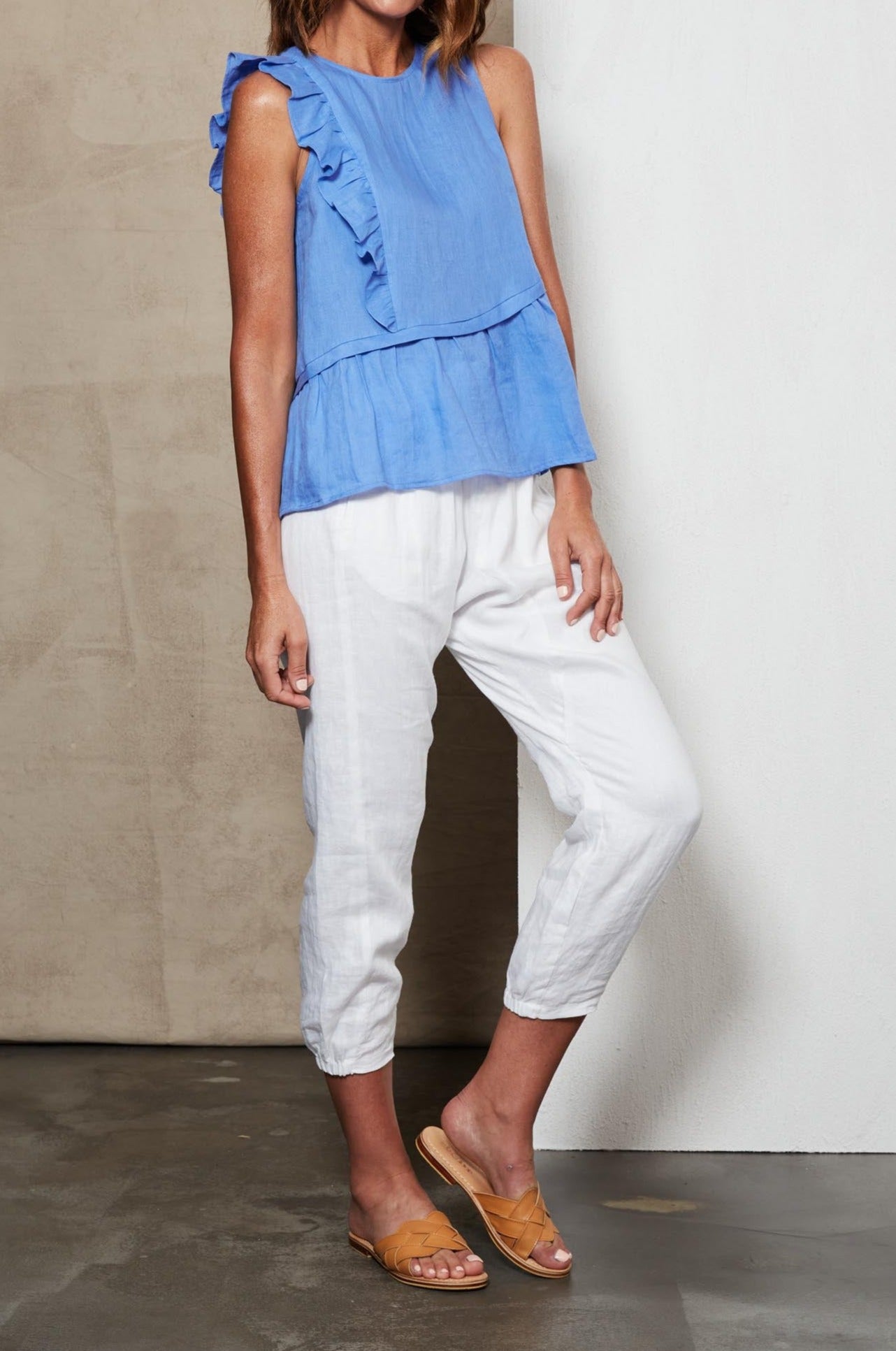 Indica Frill Tank - Capri - eb&ive Clothing - Top Sleeveless Linen