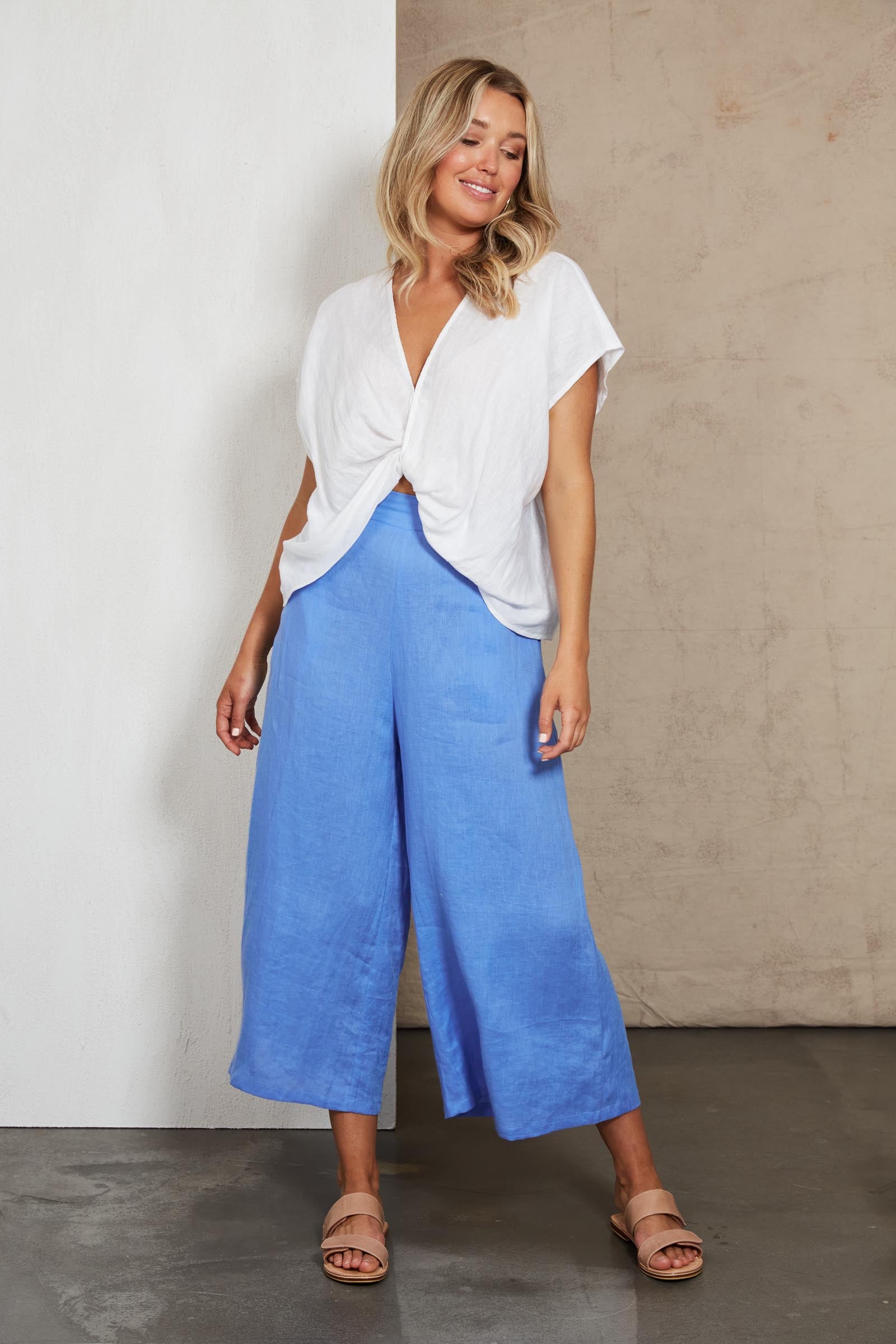 Indica Twist Top - Salt - eb&ive Clothing - Top S/S Linen