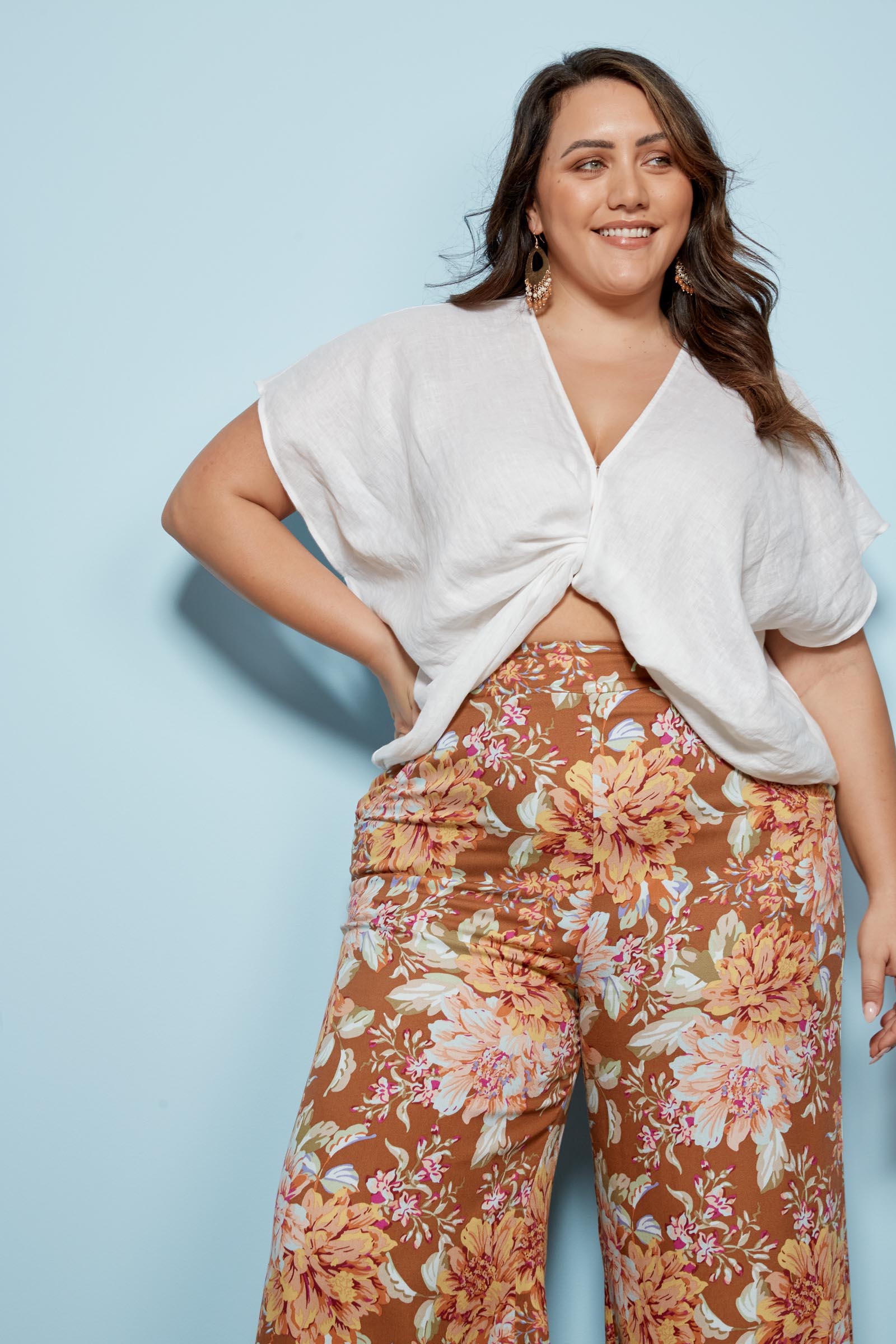 Indica Twist Top - Salt - eb&ive Clothing - Top S/S Linen