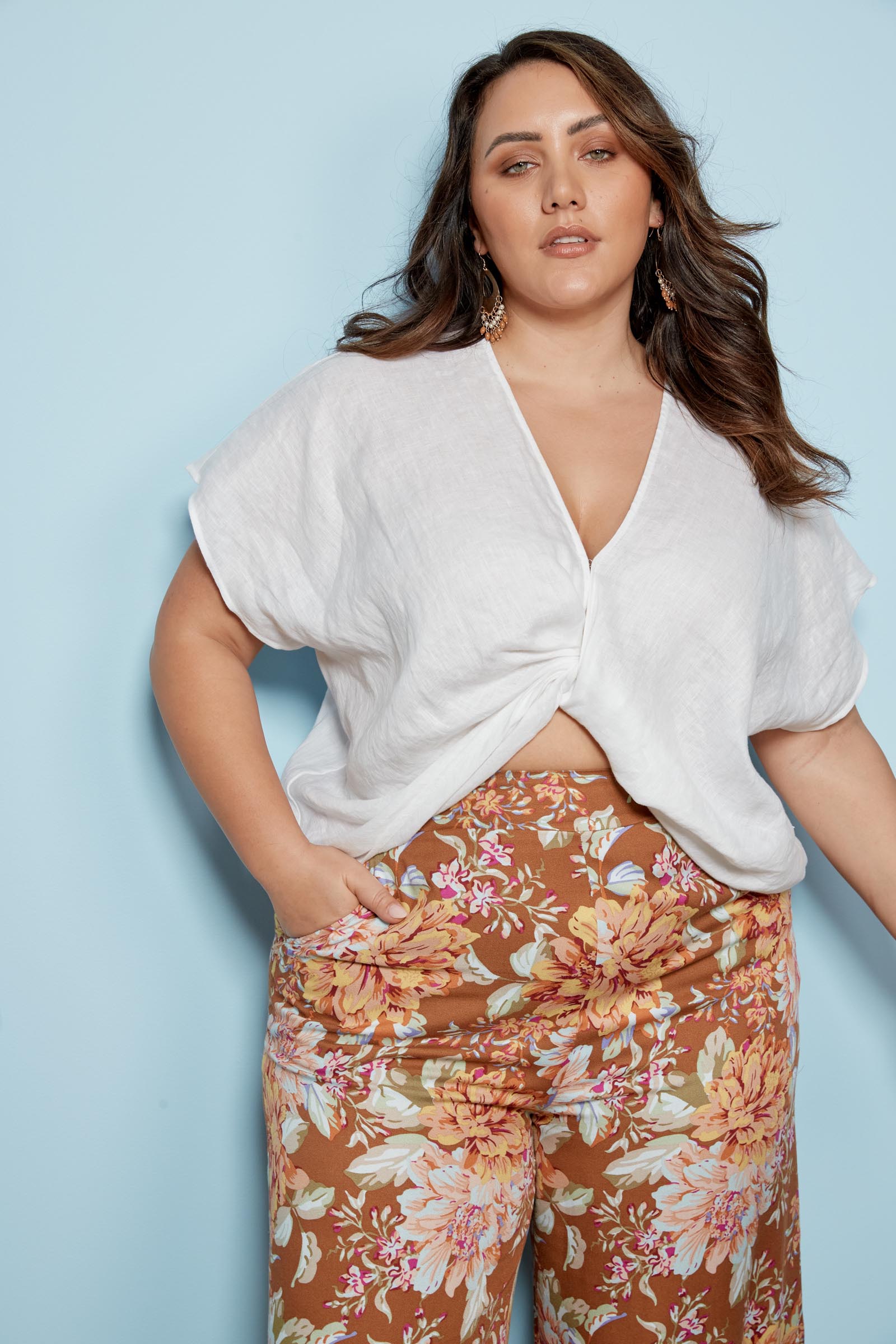 Indica Twist Top - Salt - eb&ive Clothing - Top S/S Linen