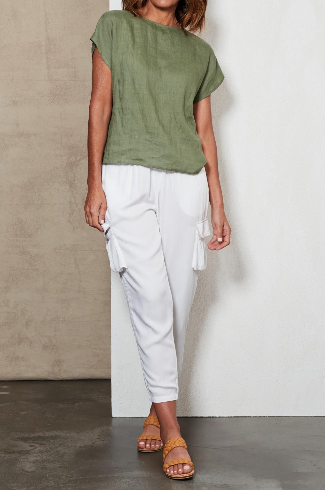 Indica Twist Top - Fern - eb&ive Clothing - Top S/S Linen