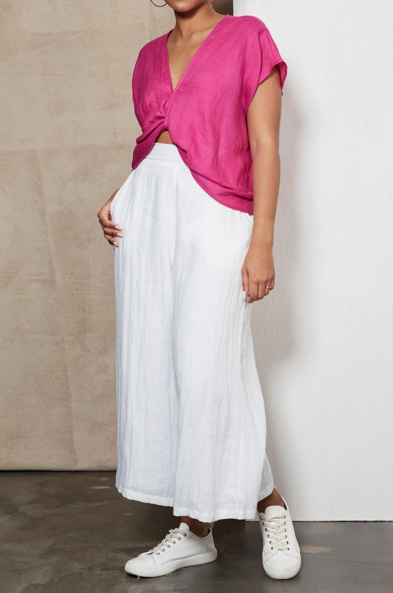 Indica Twist Top - Orchid - eb&ive Clothing - Top S/S Linen