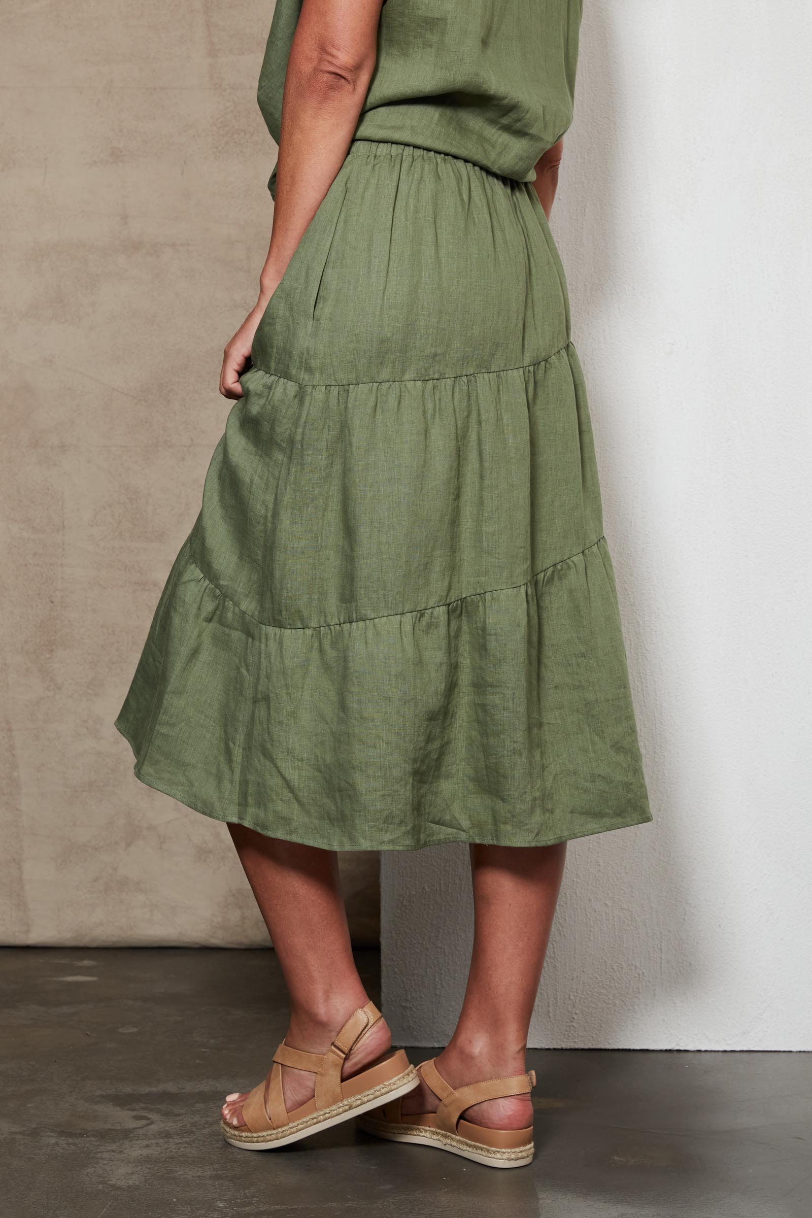 Indica Skirt - Fern - eb&ive Clothing - Skirt Mid Linen