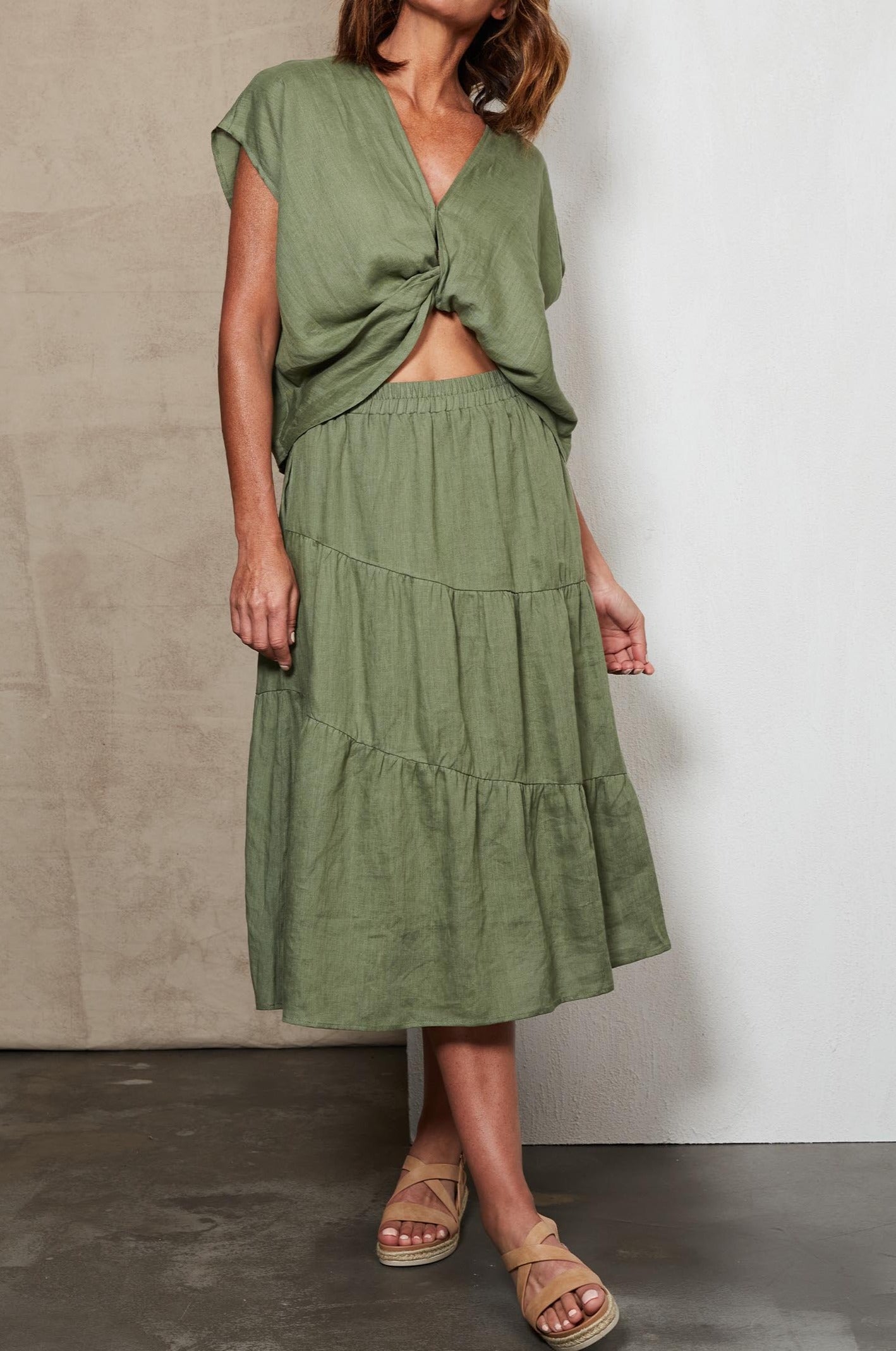 Indica Skirt - Fern - eb&ive Clothing - Skirt Mid Linen