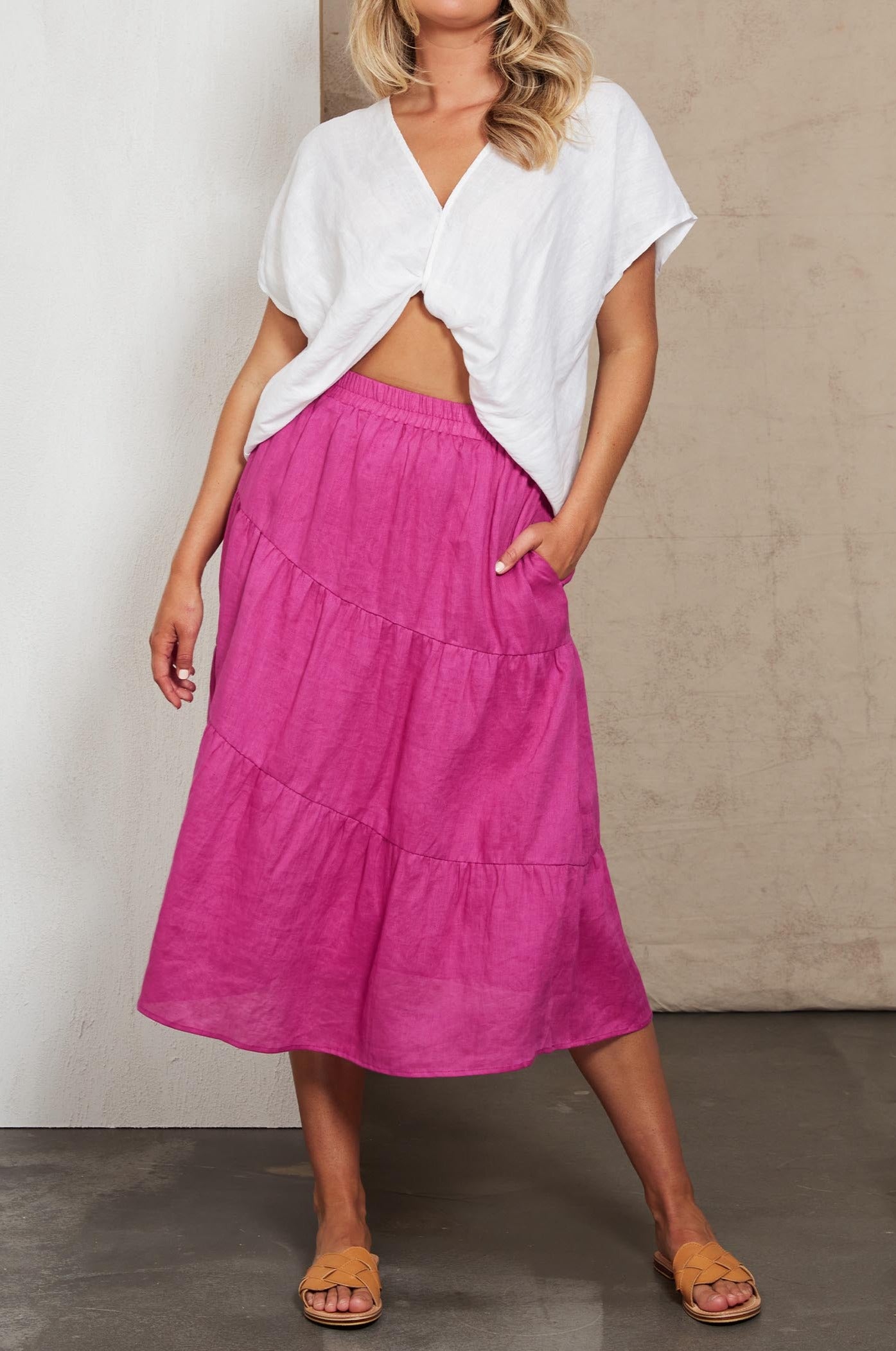 Indica Skirt - Orchid - eb&ive Clothing - Skirt Mid Linen