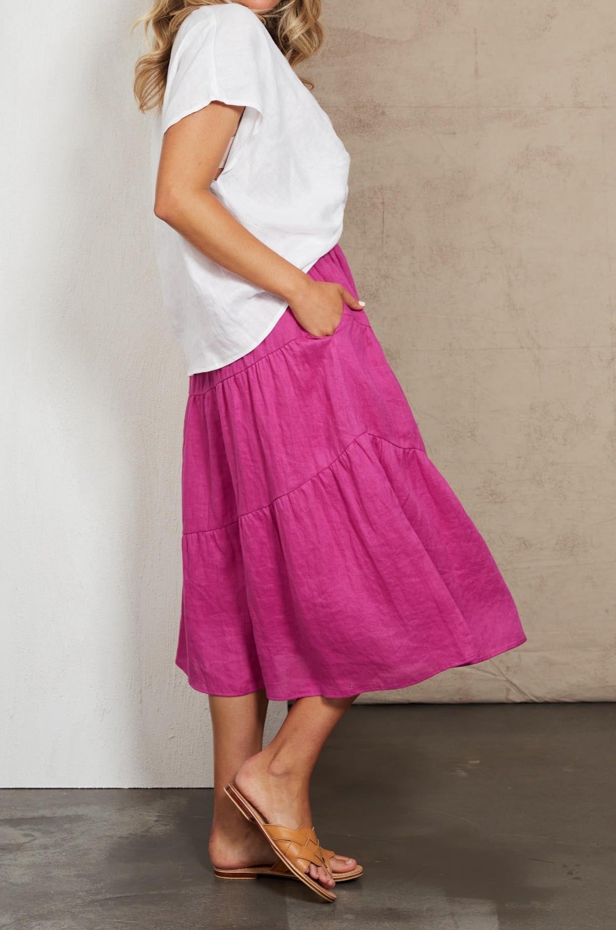 Indica Skirt - Orchid - eb&ive Clothing - Skirt Mid Linen