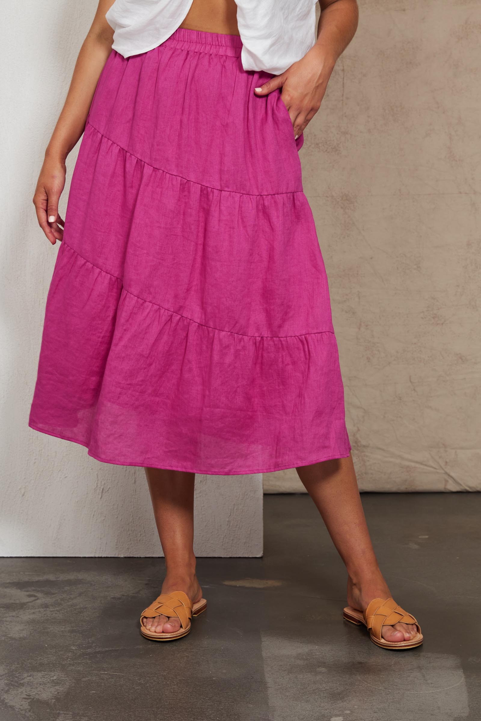 Indica Skirt - Orchid - eb&ive Clothing - Skirt Mid Linen