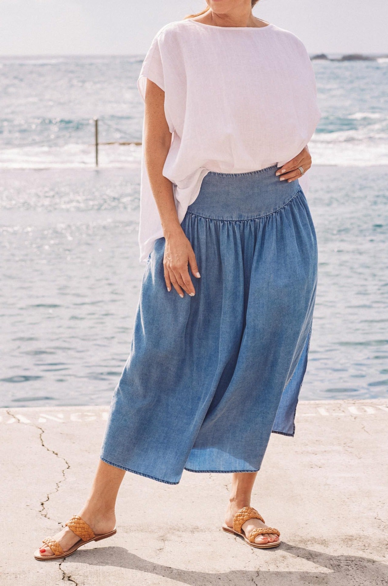 Amity Skirt - Denim - eb&ive Clothing - Skirt Mid