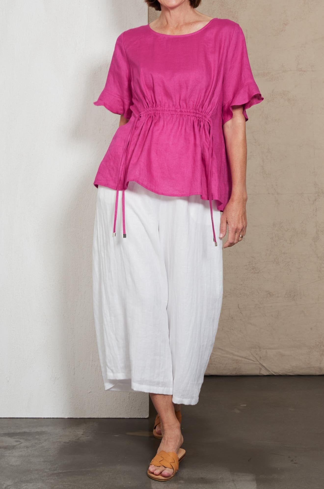 Indica Ruched Top - Orchid - eb&ive Clothing - Top S/S Linen