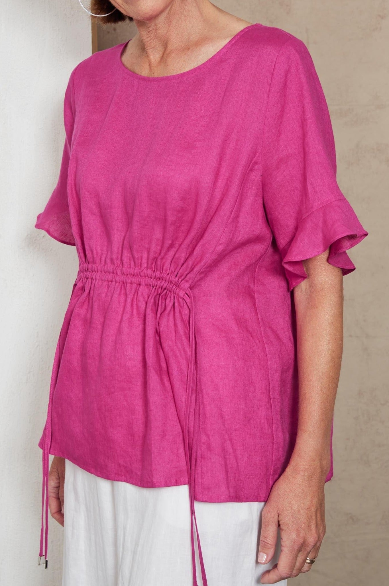 Indica Ruched Top - Orchid - eb&ive Clothing - Top S/S Linen