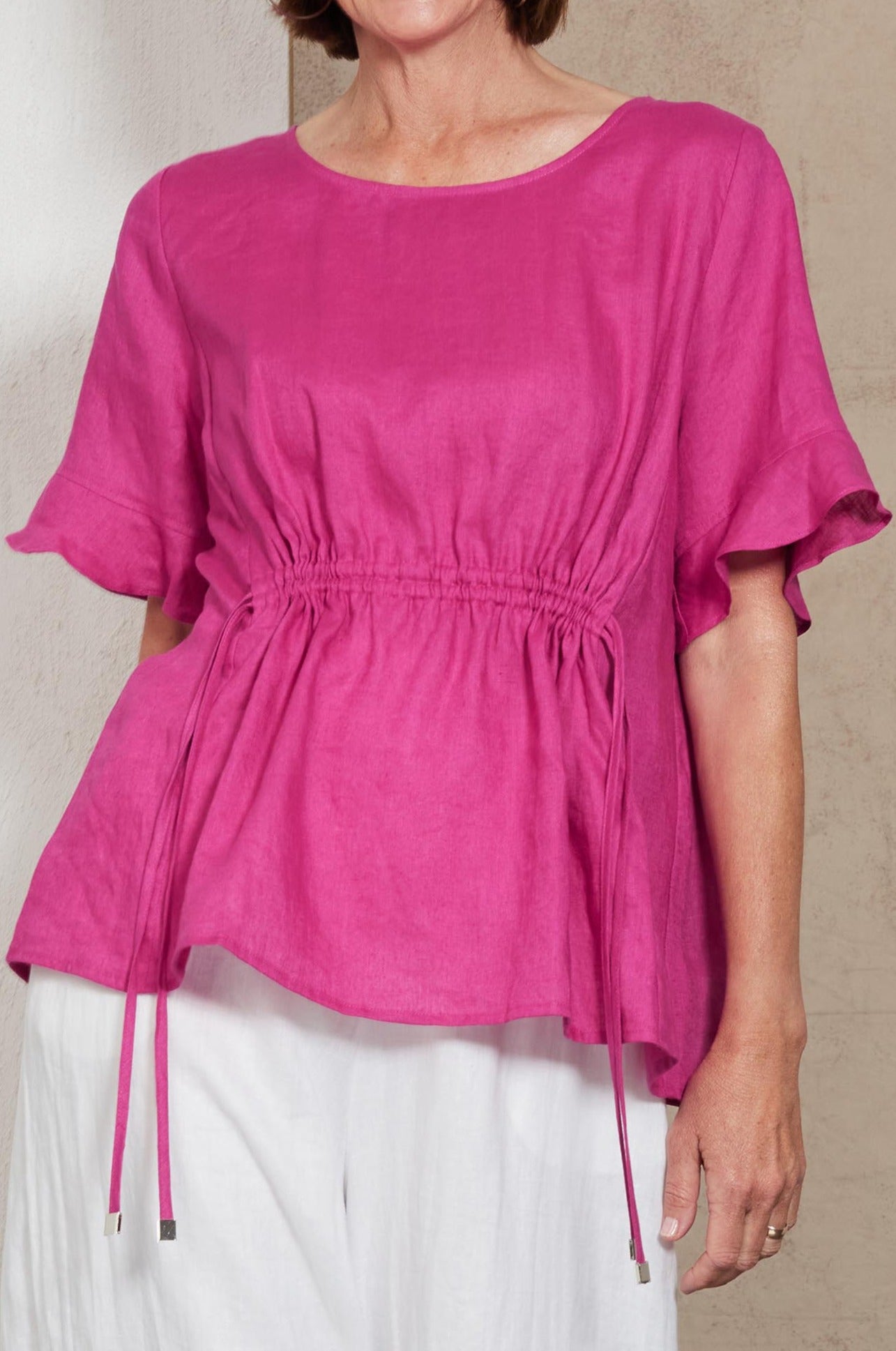 Indica Ruched Top - Orchid - eb&ive Clothing - Top S/S Linen