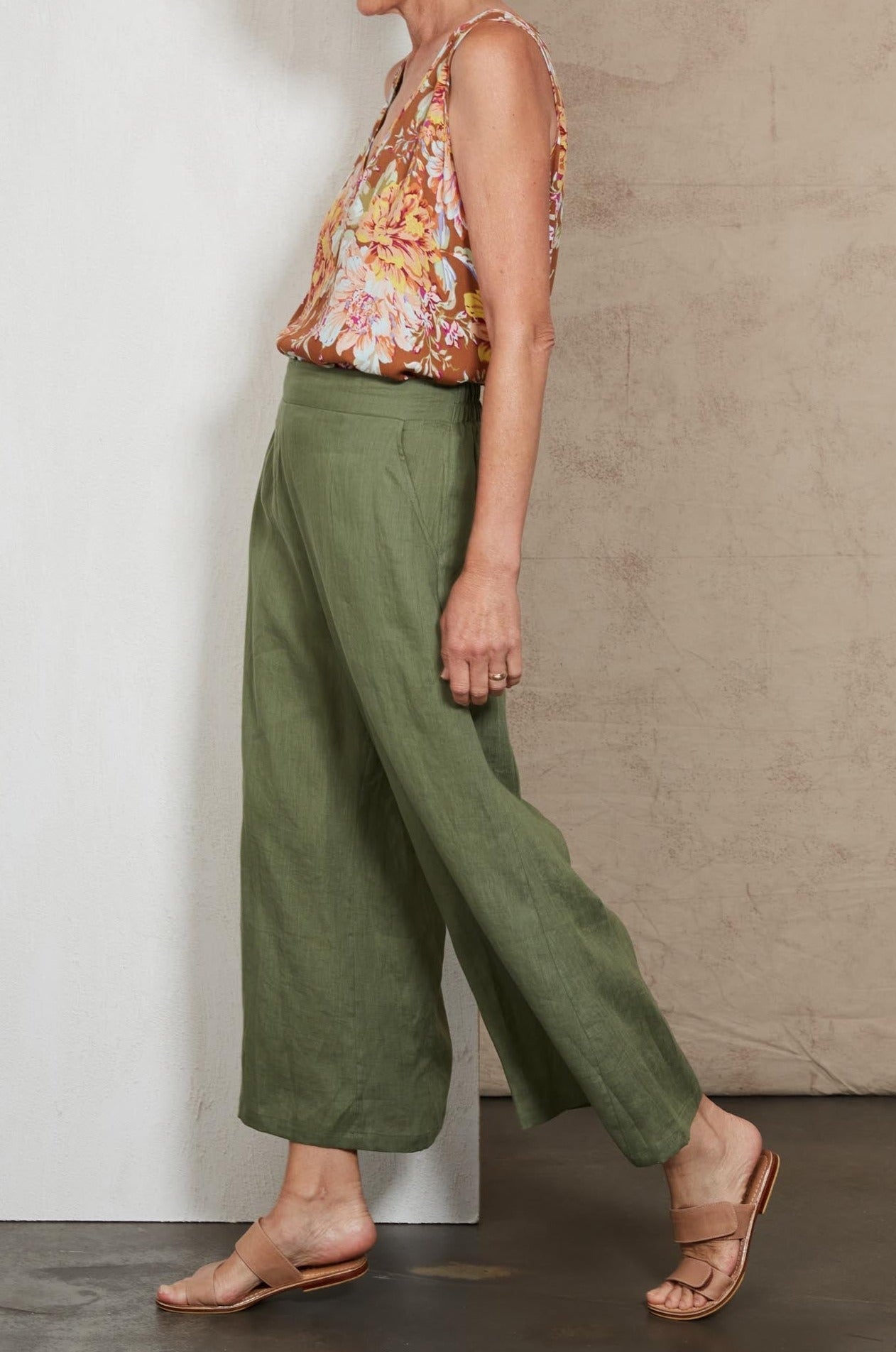 Indica Crop Pant - Fern - eb&ive Clothing - Pant Wide Linen