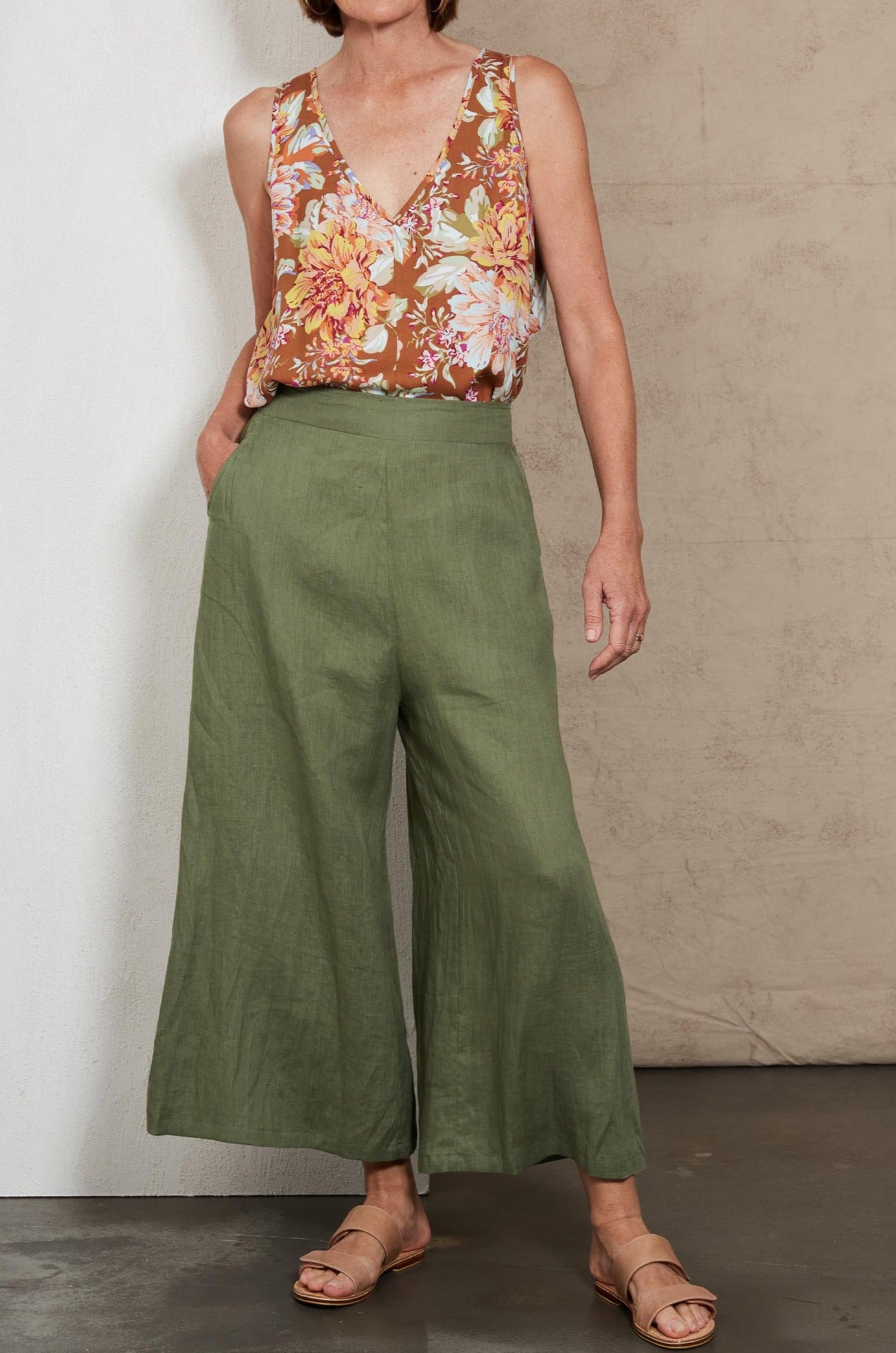 Indica Crop Pant - Fern - eb&ive Clothing - Pant Wide Linen