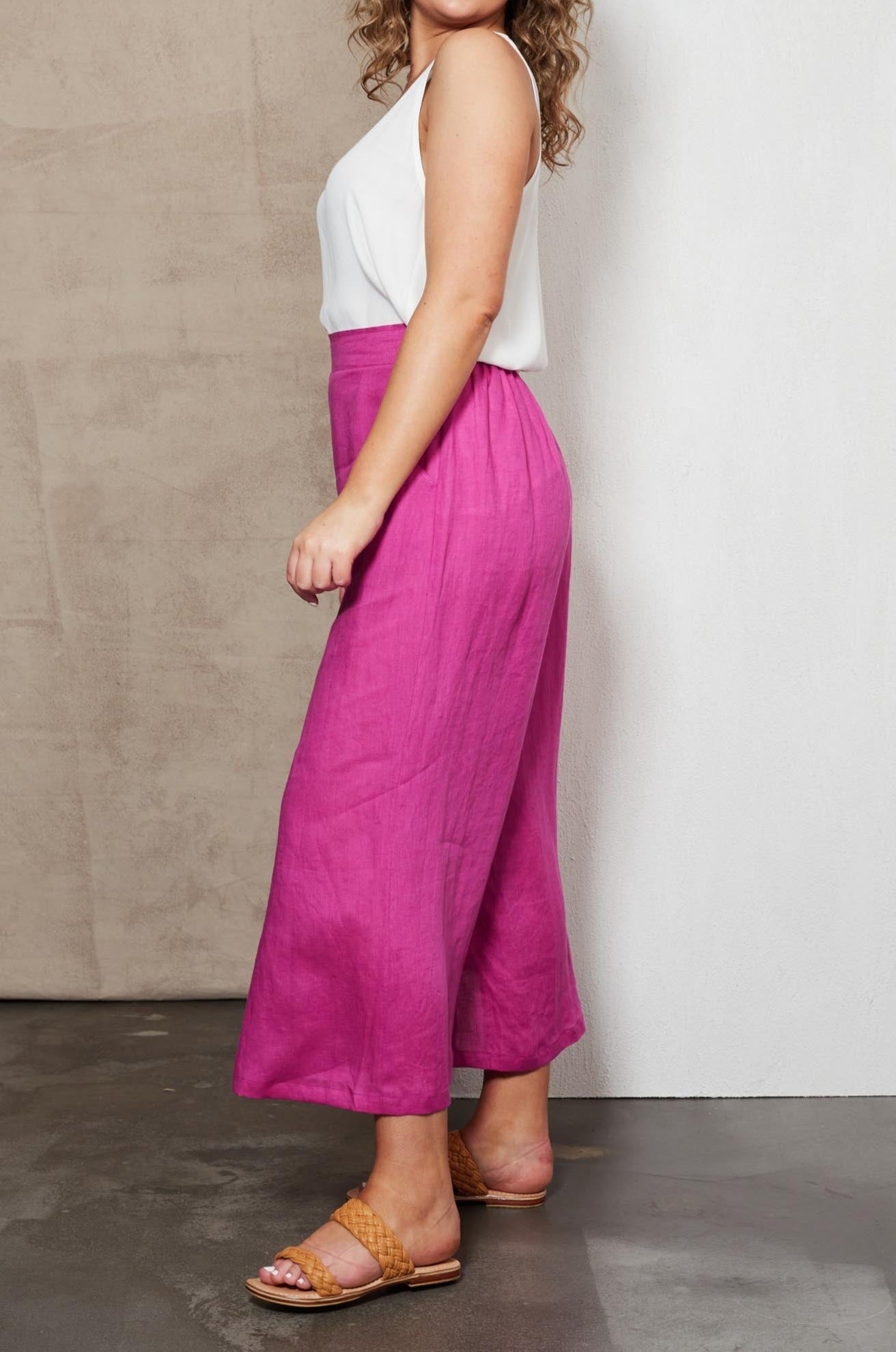 Indica Crop Pant - Orchid - eb&ive Clothing - Pant Wide Linen