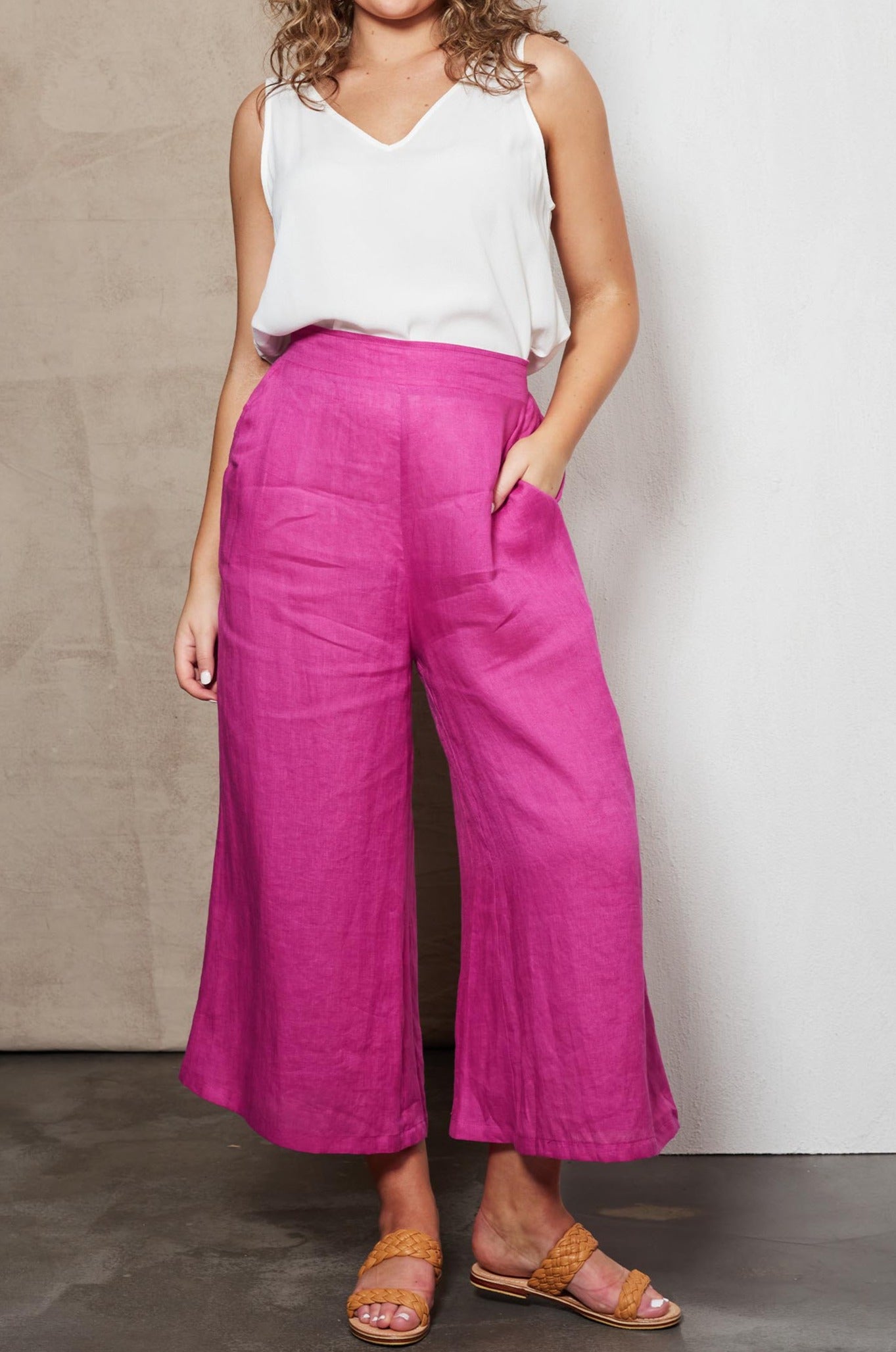 Indica Crop Pant - Orchid - eb&ive Clothing - Pant Wide Linen